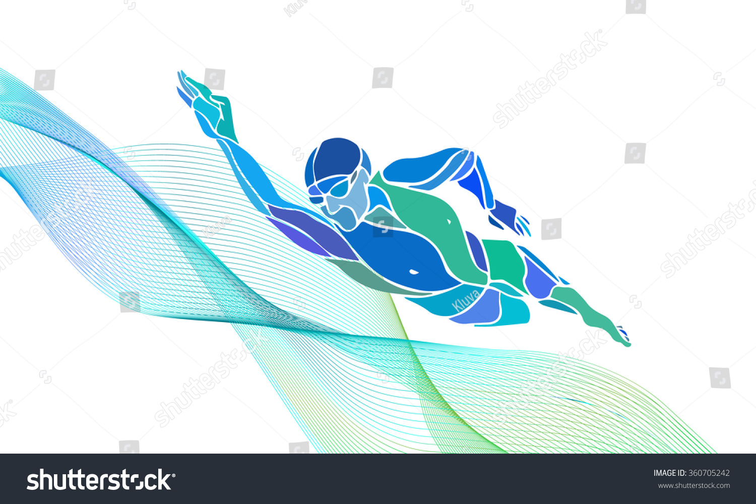 Freestyle Swimmer Black Silhouette. Sport Swimming, Front Crawl. Vector ...