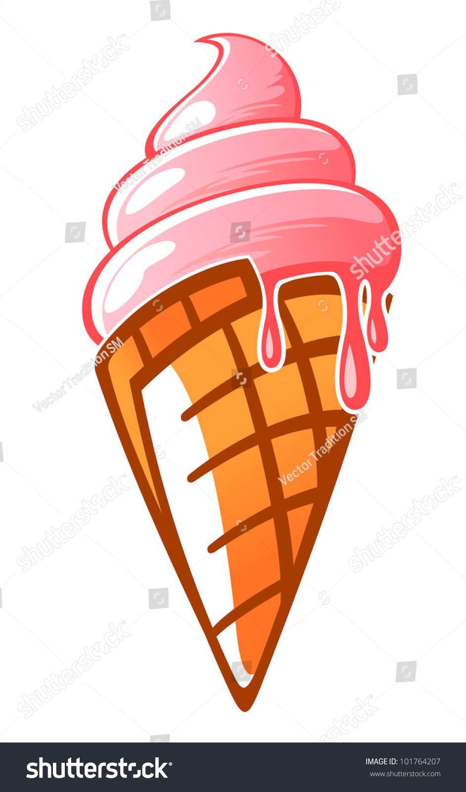 Fresh Ice Cream Cone Isolated On Stock Vector 101764207 Shutterstock