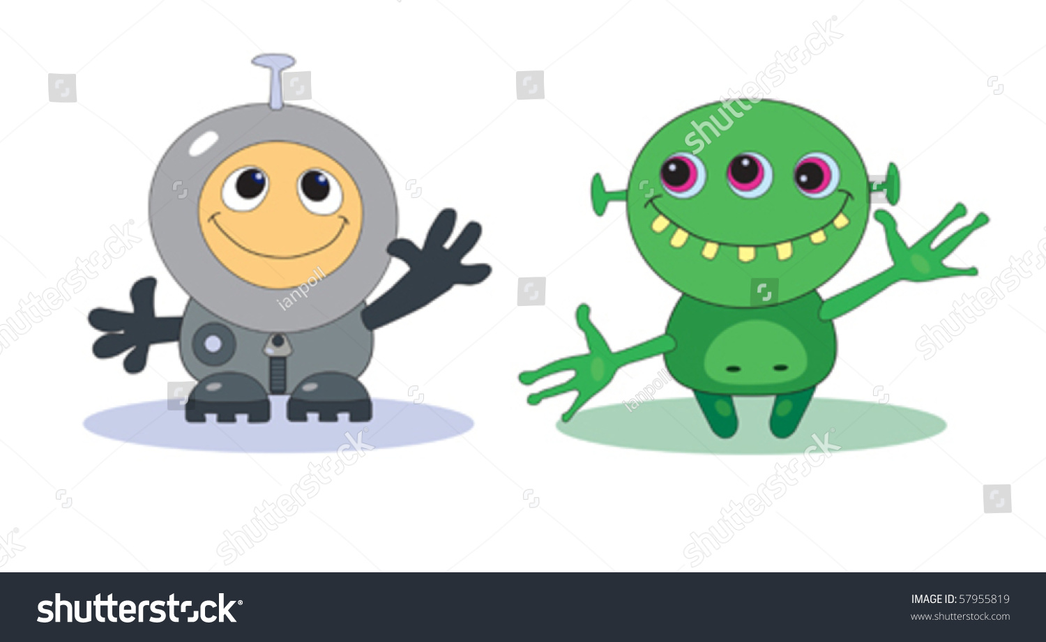 Friendly Aliens Stock Vector Illustration 57955819 : Shutterstock