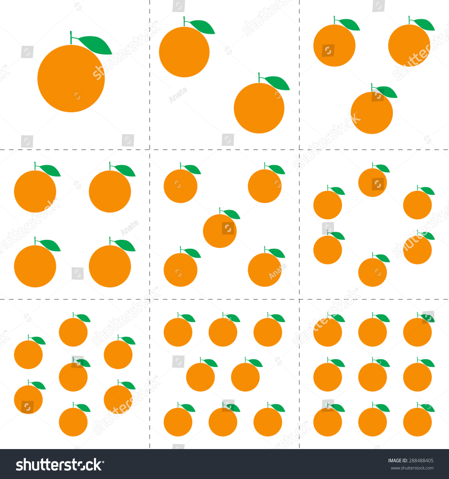 Fruit Collection For Children Design. Flash Cards For Counting Learning