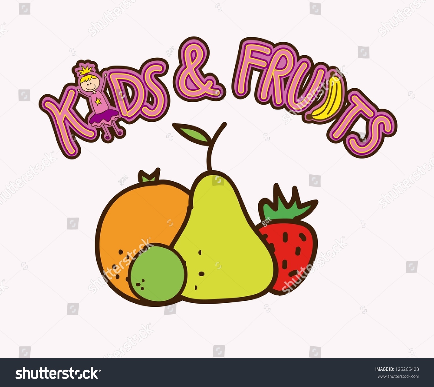 Fruits Drawing Over White Background Vector Stock Vector 125265428