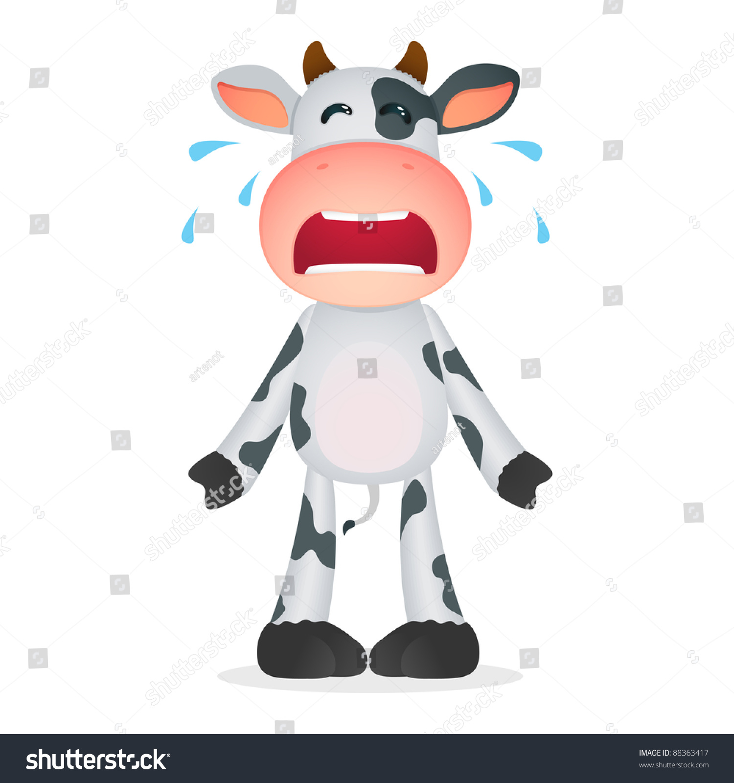 Funny Cartoon Cow In Various Poses Stock Vector Illustration 88363417