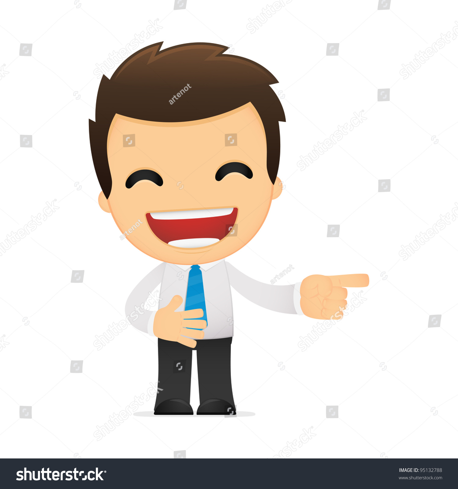 Funny Cartoon Office Worker In Various Poses For Use In Advertising