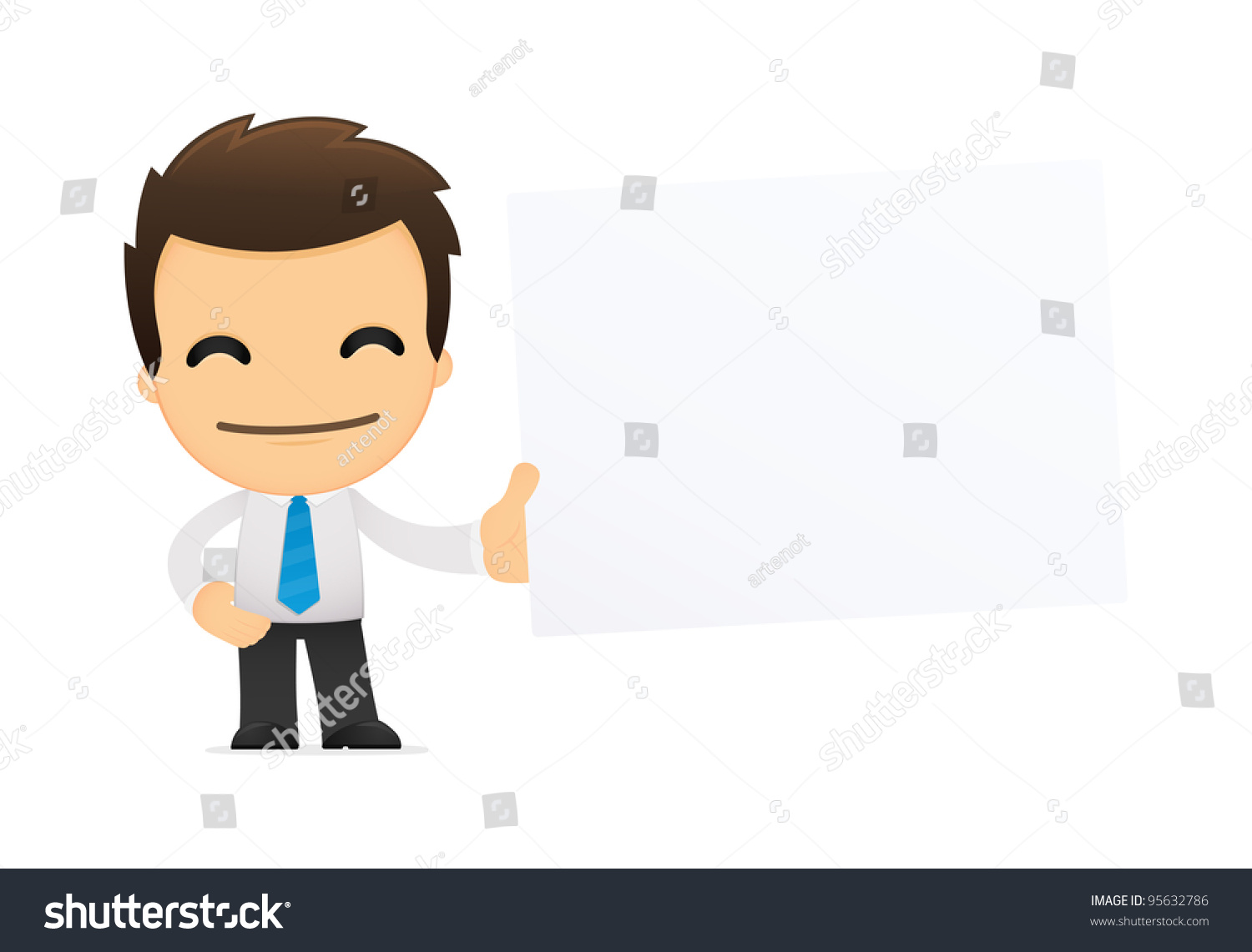 Funny Cartoon Office Worker In Various Poses For Use In Advertising