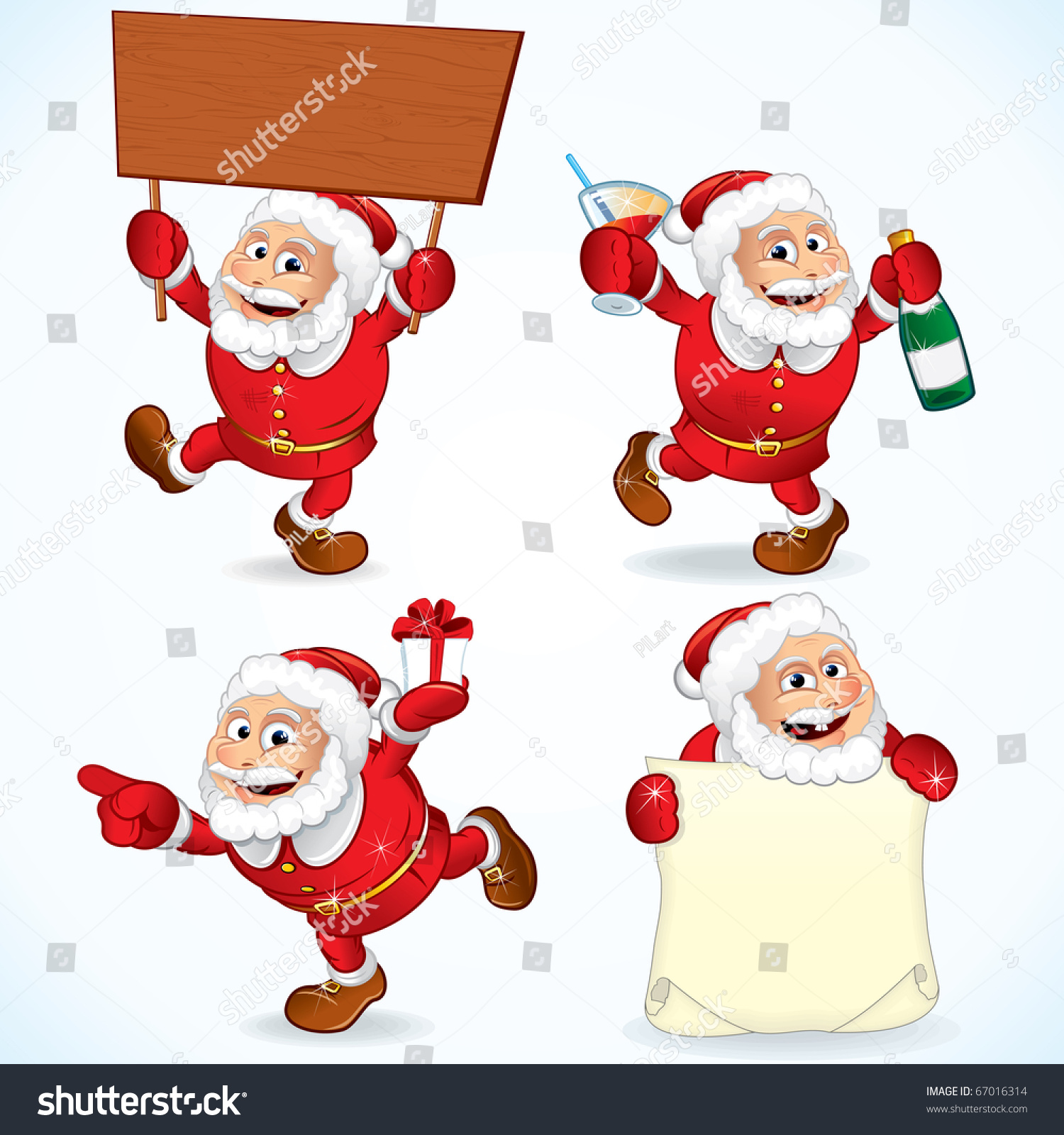 Funny Cartoon Santa Claus Illustrations Set Santa