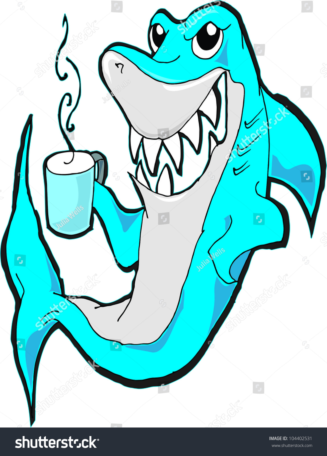 Funny Cartoon Shark Vector Illustration Stock Vector 104402531