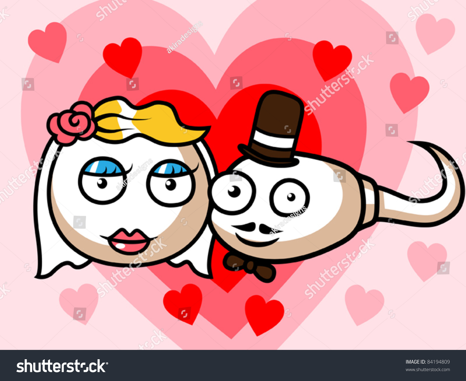 Funny Cartoon Sperm Egg Wedding Vector Stock Vector 84194809 Shutterstock 0735