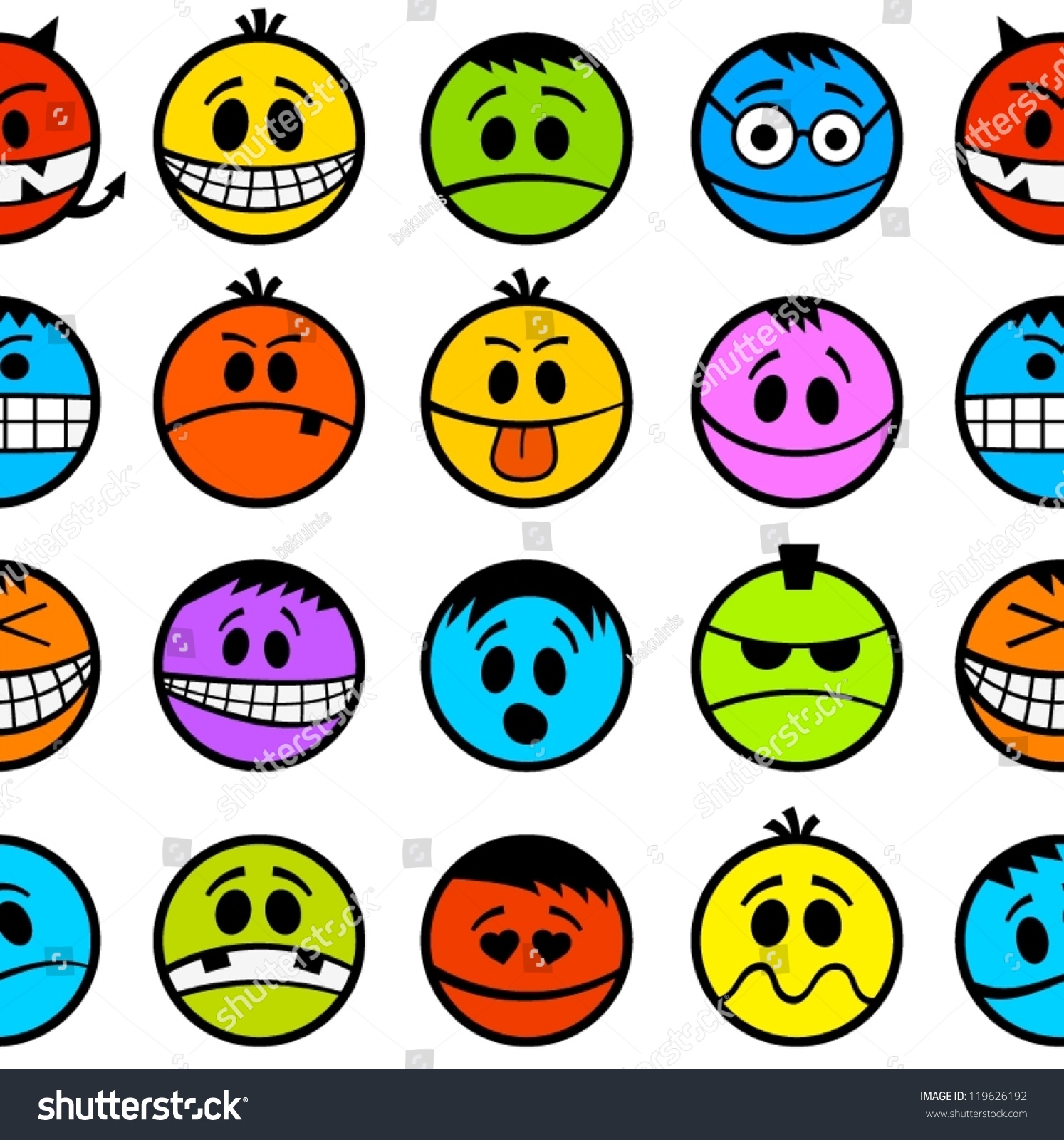 Funny Colorful Emotions Seamless Pattern Stock Vector 119626192 