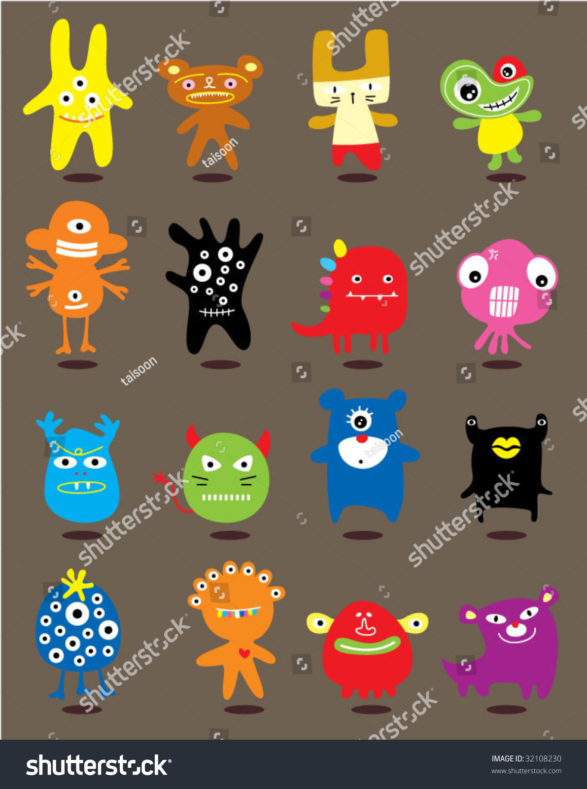 Funny Monsters Stock Vector Illustration 32108230 : Shutterstock