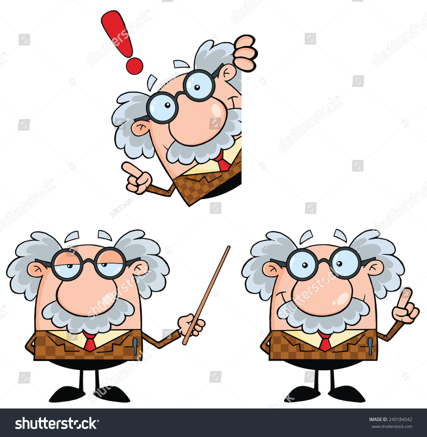 Funny Professor Cartoon Character Vector Collection Stock Vector