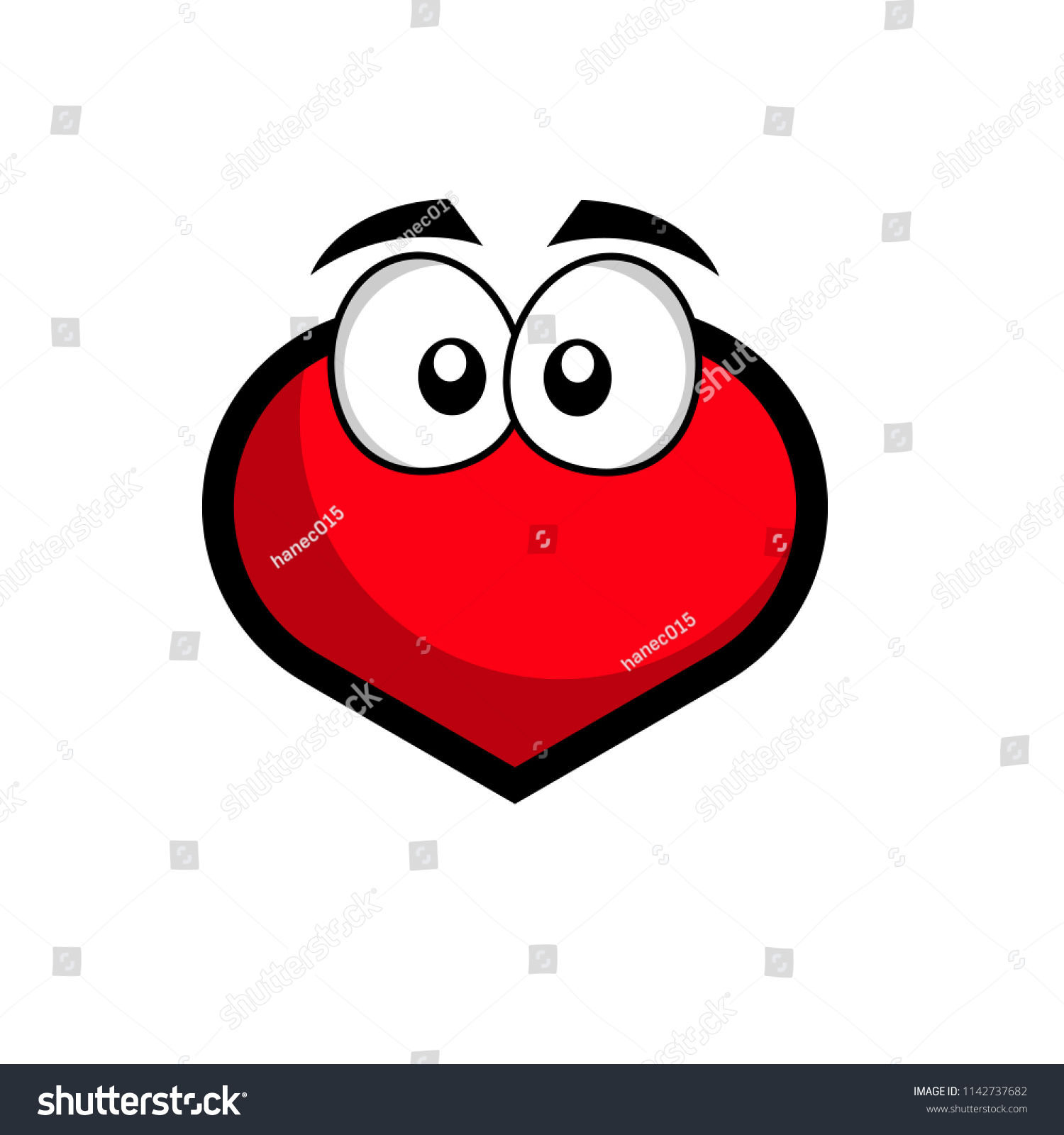 Funny Red Heart Eyes Cartoon Illustration Stock Vector Royalty Free