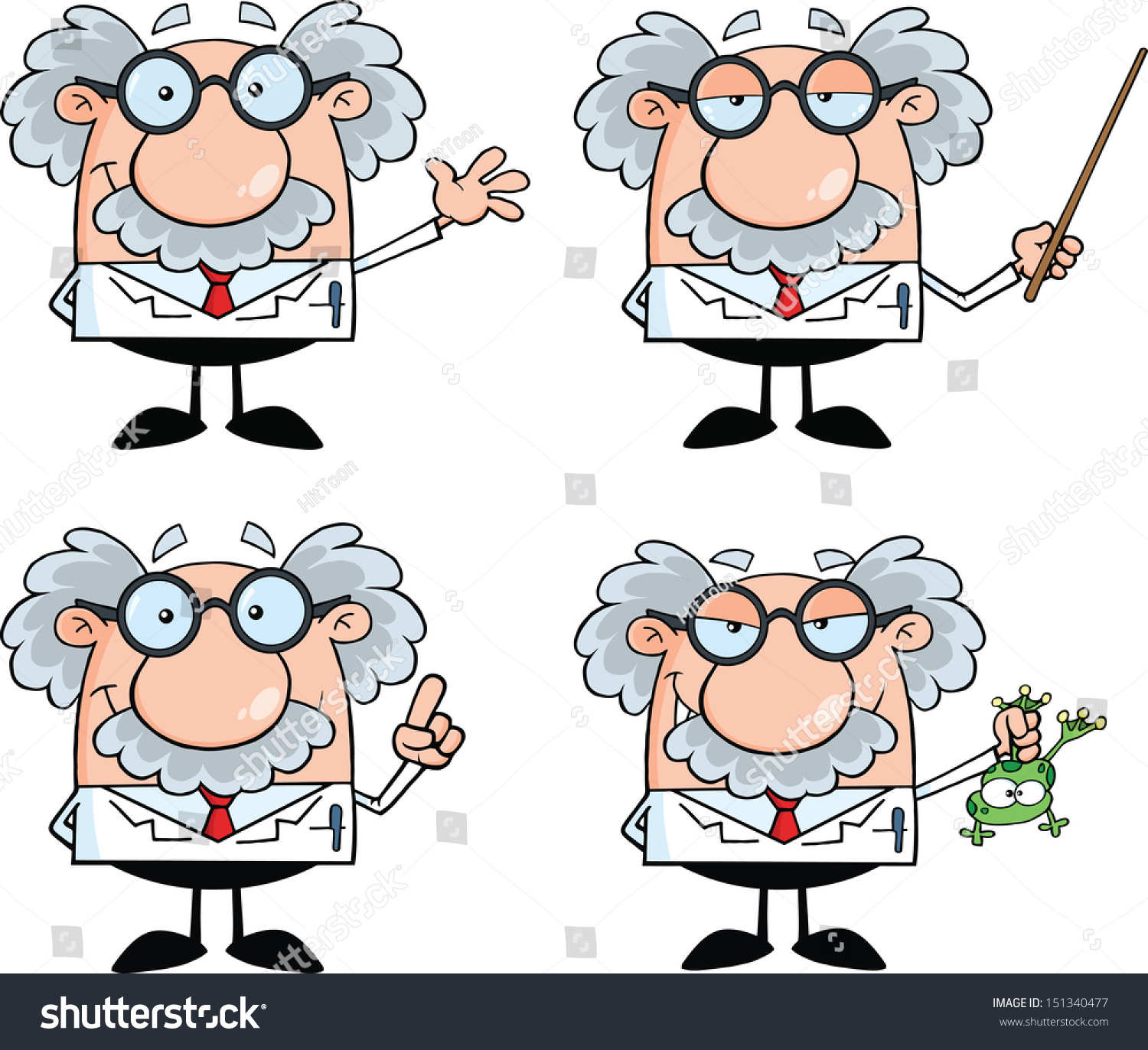 Funny Scientist Professor Cartoon Characters Set Stock Vector 151340477