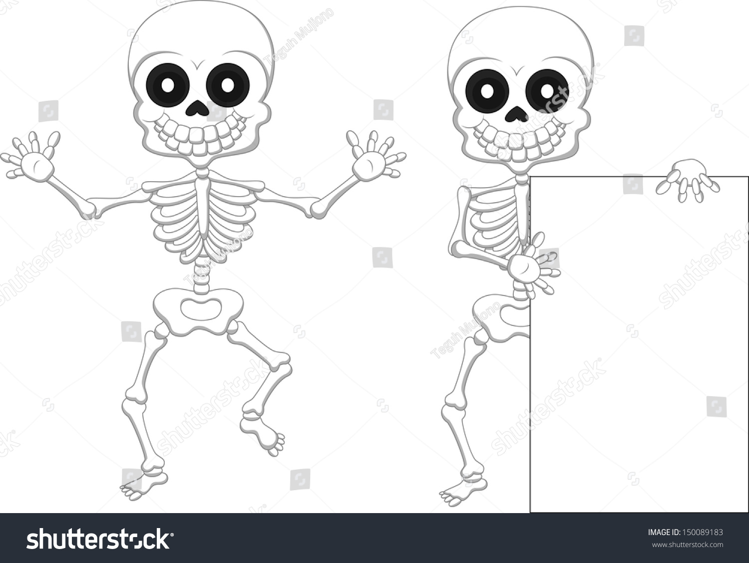 Funny Skeleton Cartoon Stock Vector 150089183 Shutterstock