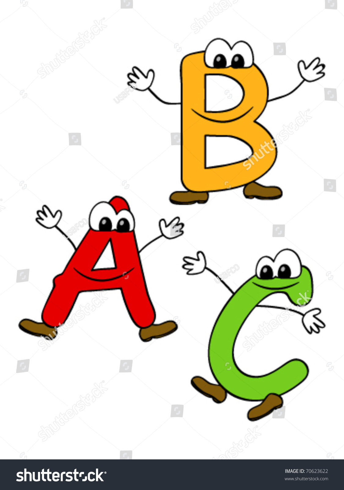 Funny Smiling Letters A B C Stock Vector 70623622 - Shutterstock