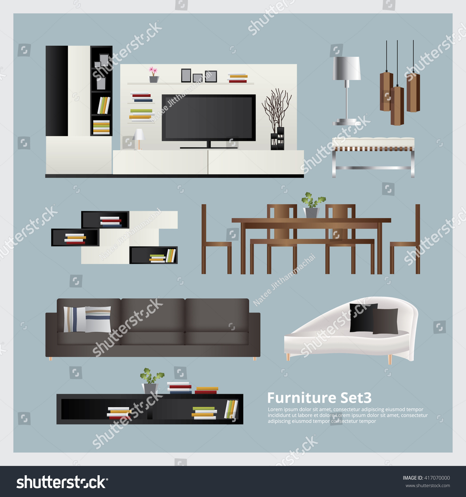Furniture and Home Decoration Set Vector Illustration Furniture and Home Decoration Set Vector Illustration
