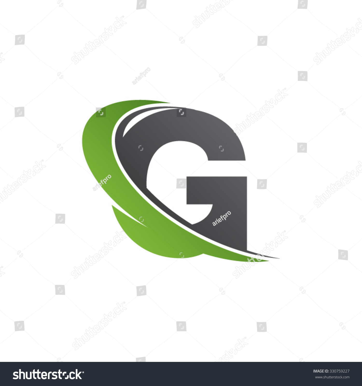 G Letter Swoosh Green Logo Stock Vector Illustration 330759227 Shutterstock