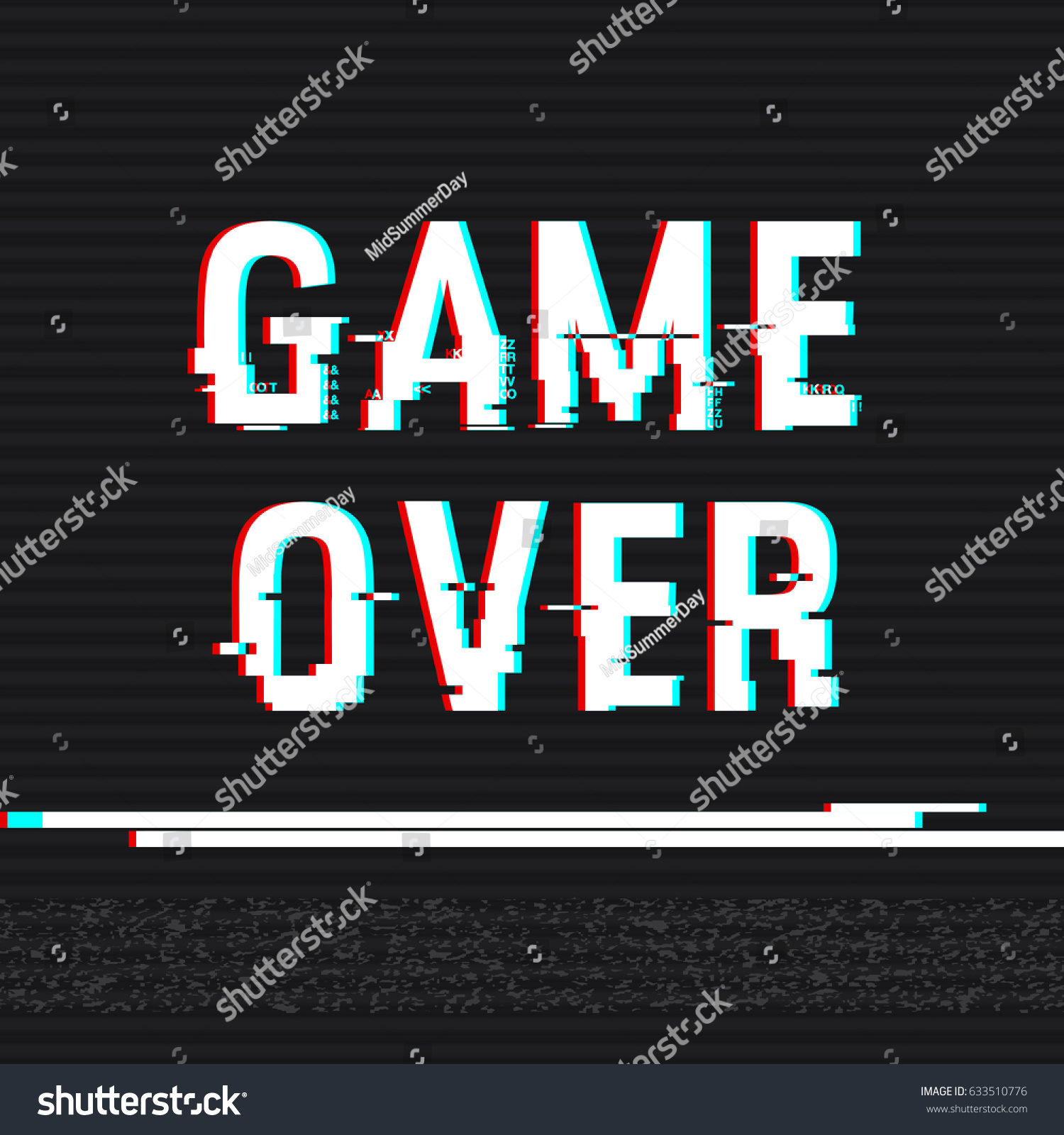 Game Over Glitch Text Anaglyph D Stock Vector Royalty Free