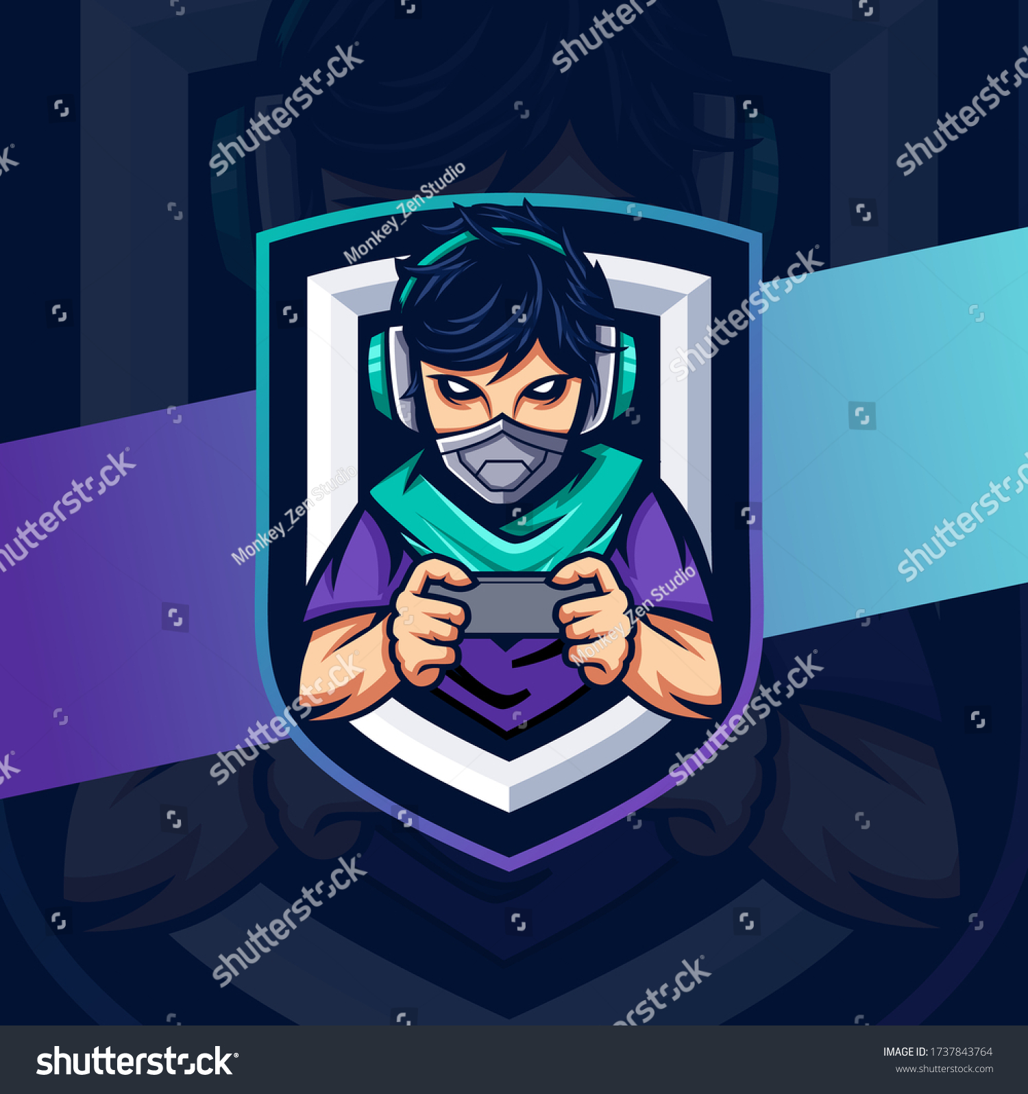 Gamer Cyborg Mascot Esport Logo Design Stock Vector Royalty Free