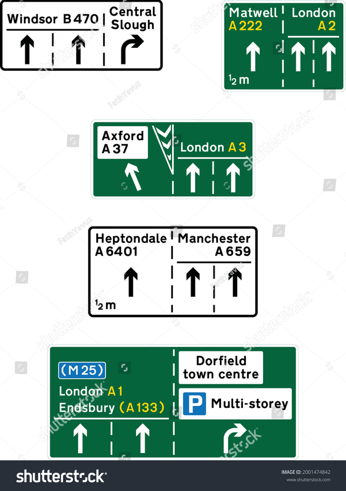 Gantry Mounted Signs On Roads Advance Stock Vector Royalty Free