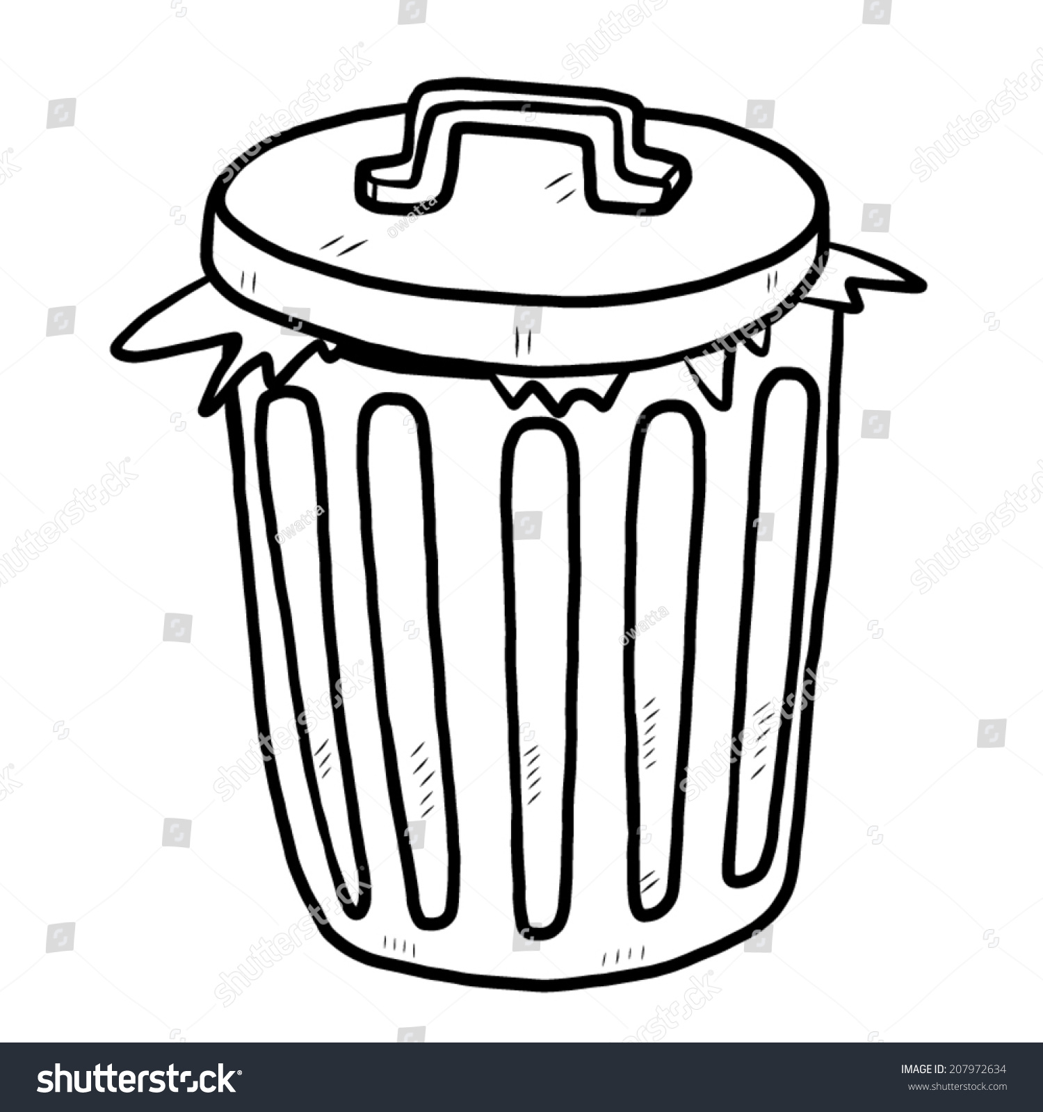 Garbage Cartoon Vector Illustration Black White Stock Vector 207972634 