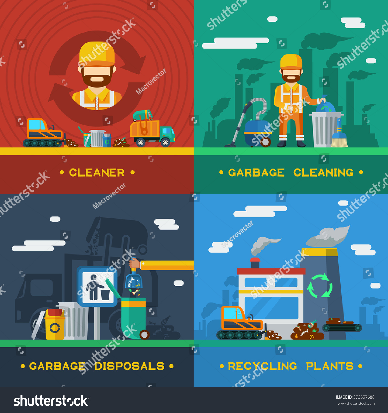 garbage-removal-2x2-flat-design-concept-with-rubbish-cleaning-disposal