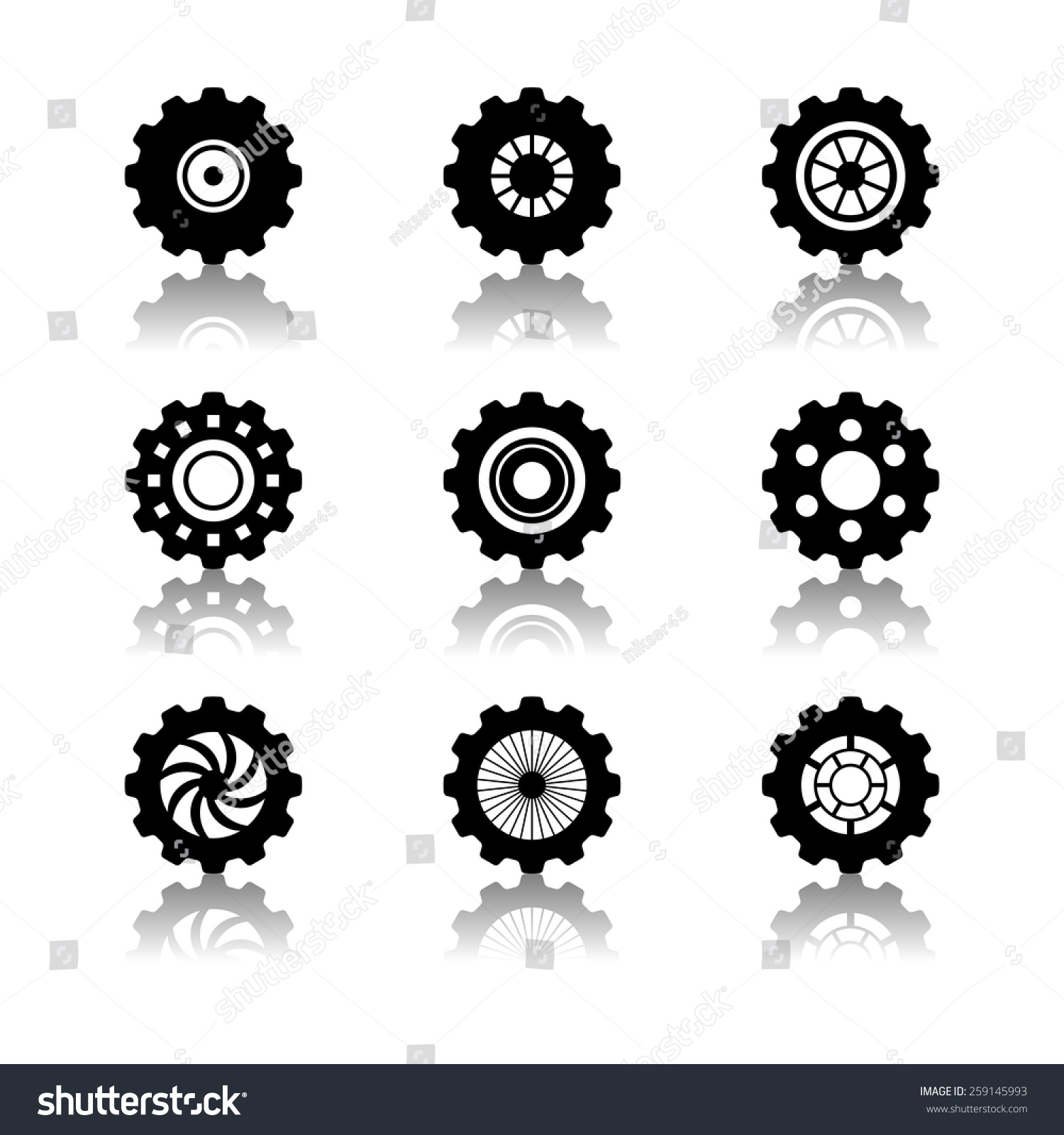 Gears Icon Set Stock Vector Illustration 259145993 : Shutterstock