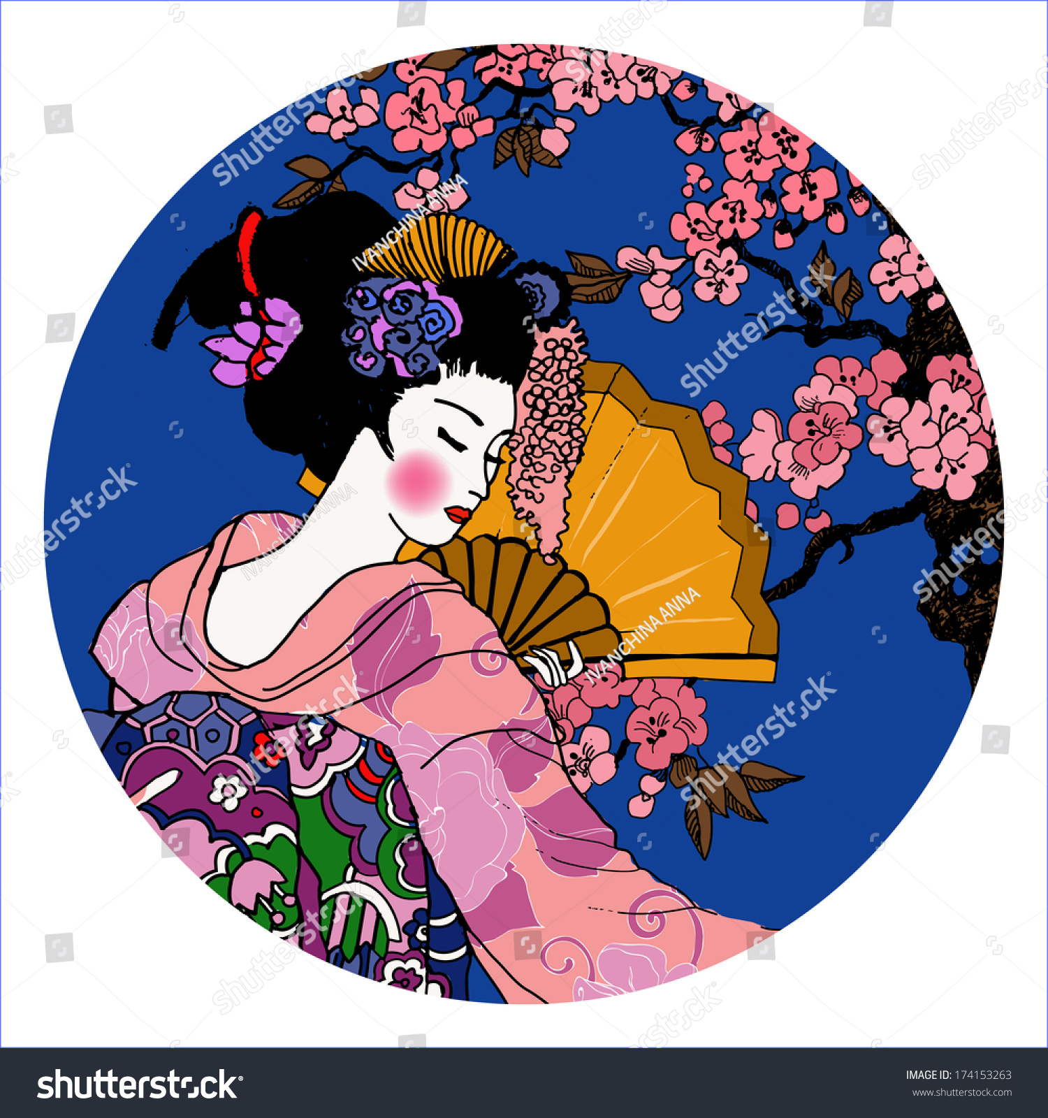 Geisha. Japanese Woman. Stock Vector Illustration 174153263 : Shutterstock