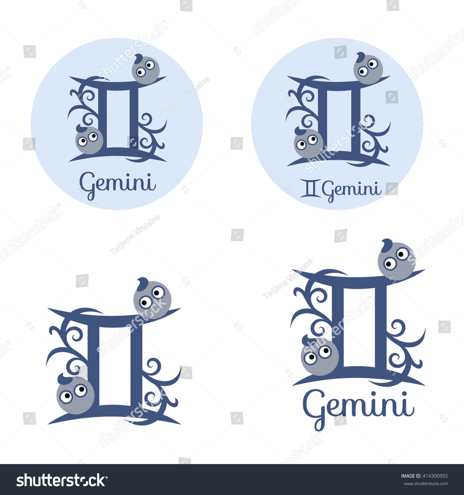 Gemini Cartoon Character Set Sign Zodiac Stock Vector Royalty Free