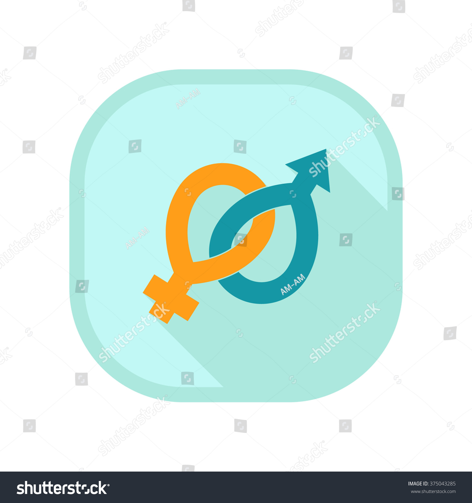 Gender Symbol On Blue Square Icon Stock Vector 375043285 Shutterstock