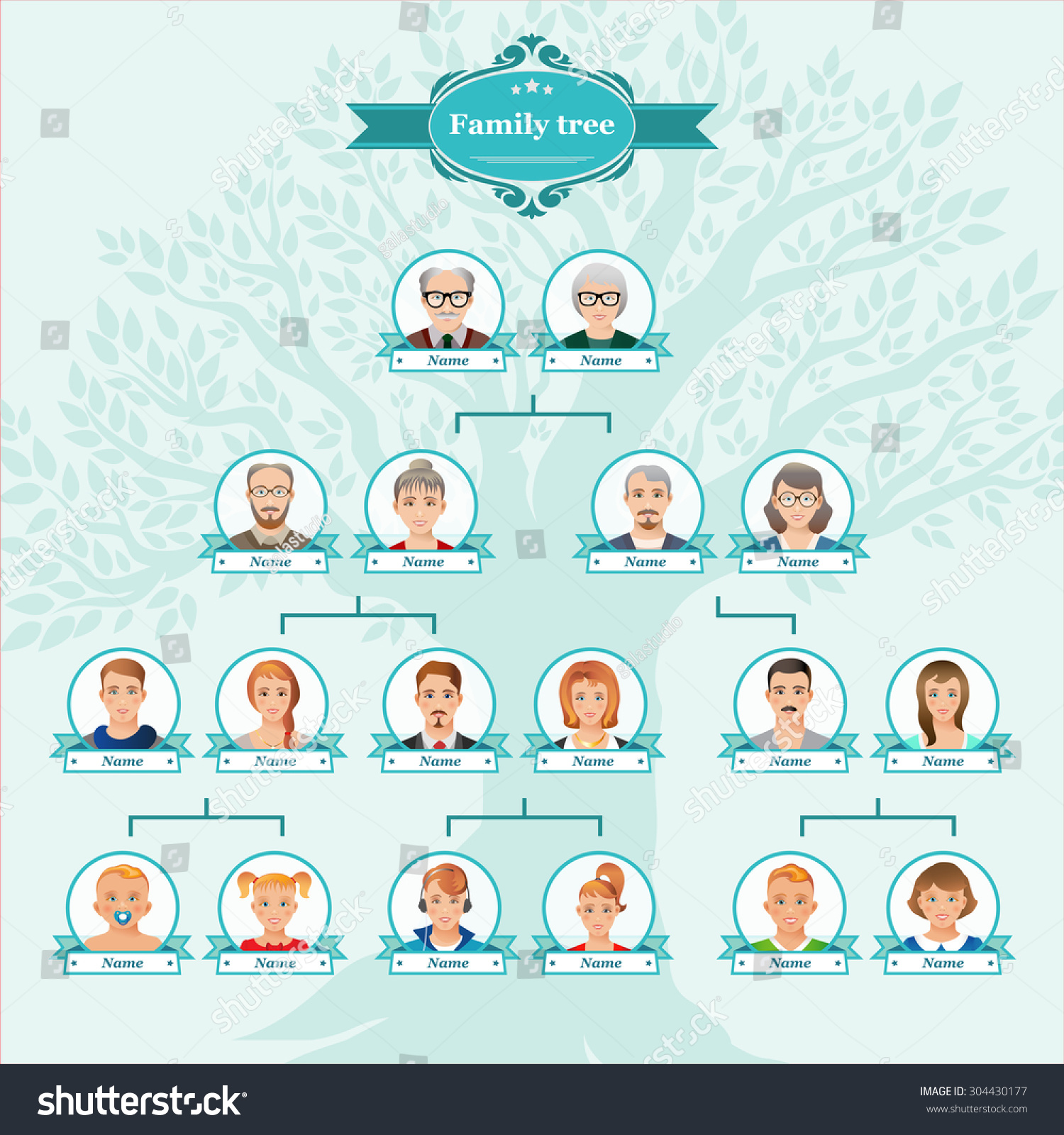 Genealogical Tree Your Family family Tree Icons Stock Vector 304430177