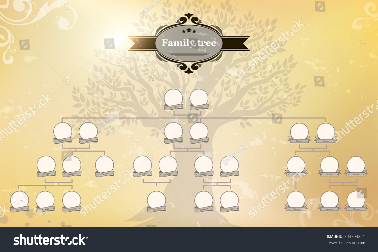 Genealogical Tree Your Family Hand Drawn Oak Stock Vector 303704261 Shutterstock Vintage Genealogical Family Tree Sketch Vector Illustration Stock Vector