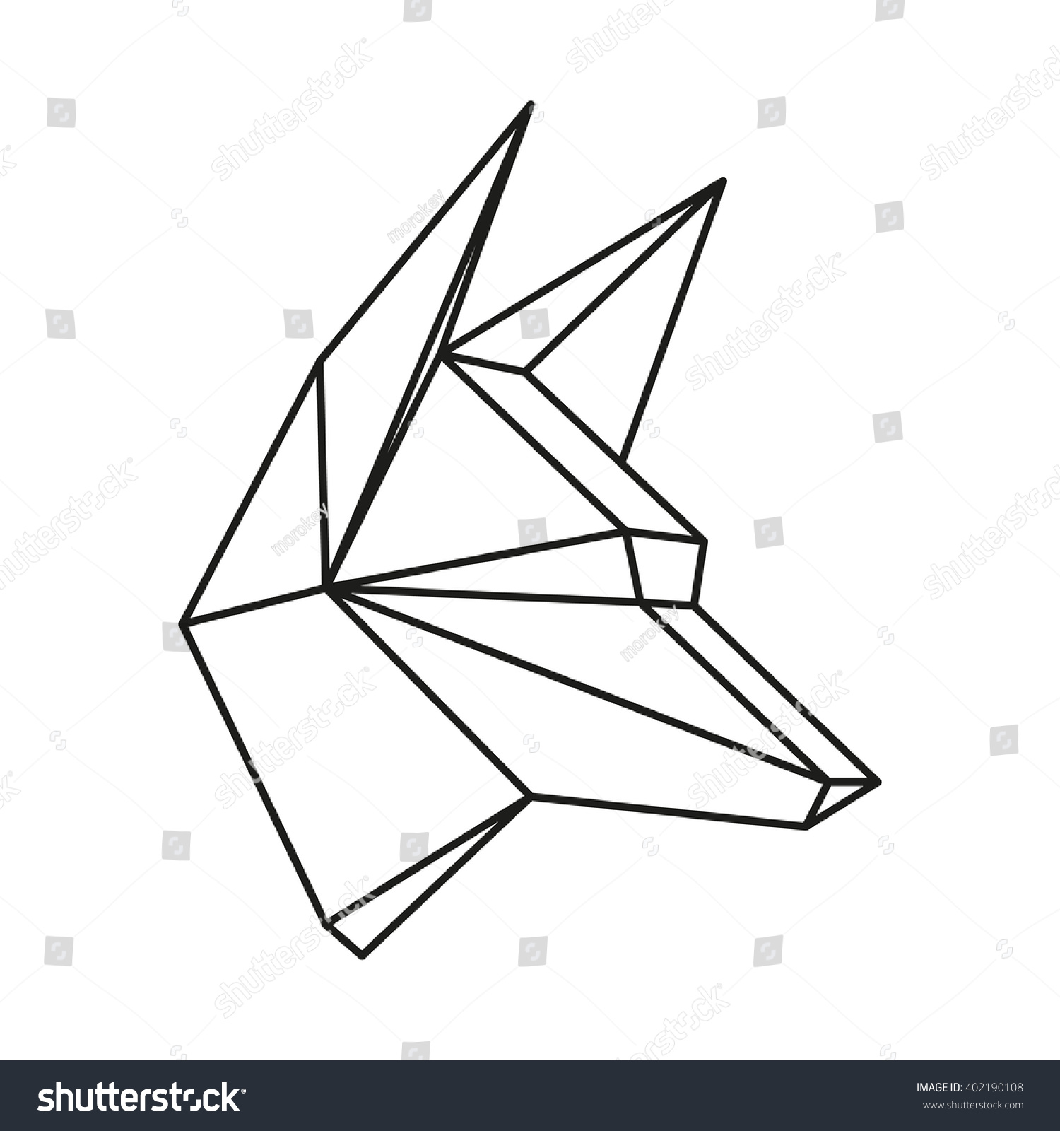 Geometric Vector Animal Wolf Head Drawn In Line Or ...