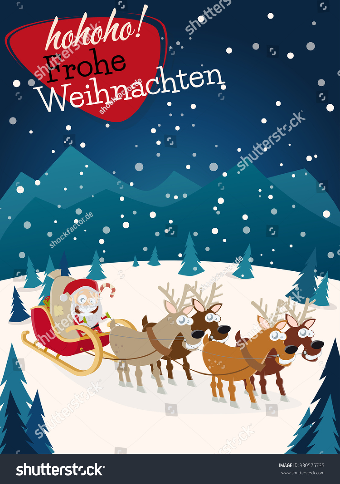 German Christmas Greetings Frohe Weihnachten With Santa Claus And