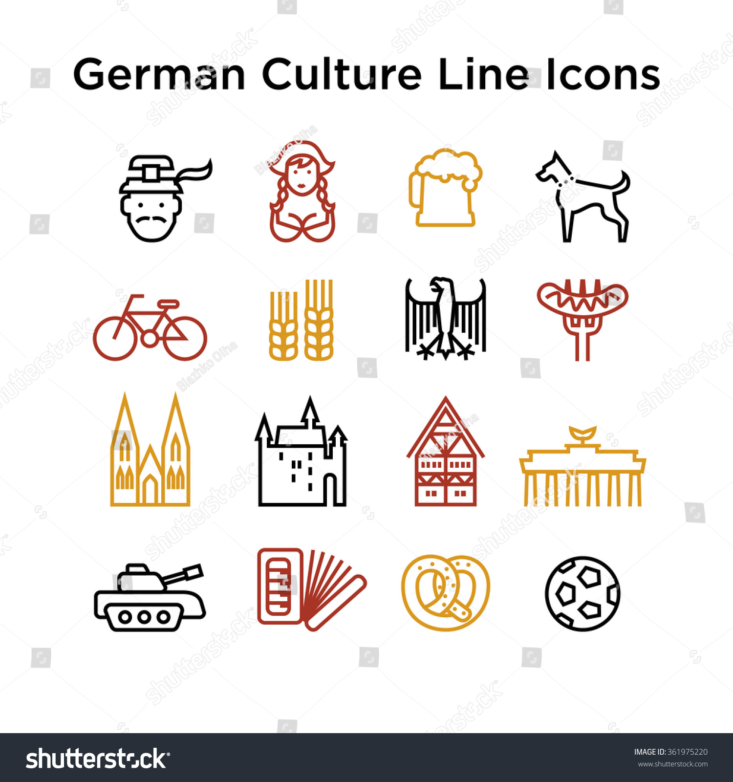 German Culture Icons Culture Signs Germany Stock Vector 361975220