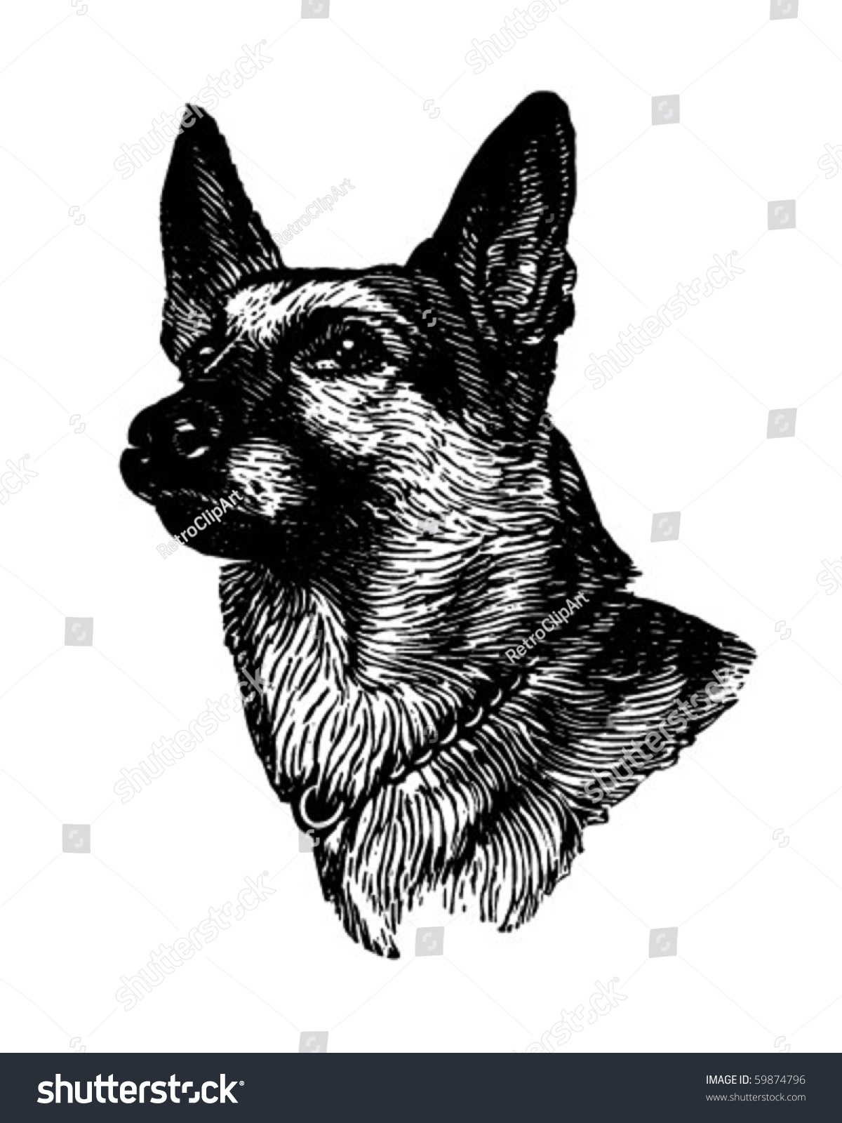 German Shepherd - Retro Clip Art Stock Vector Illustration 59874796