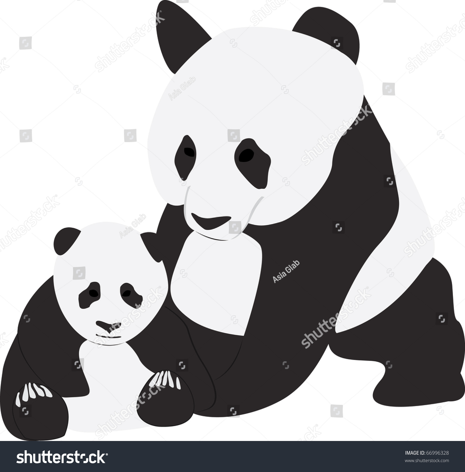 Giant Pandas Mother And A Baby Stock Vector Illustration 66996328