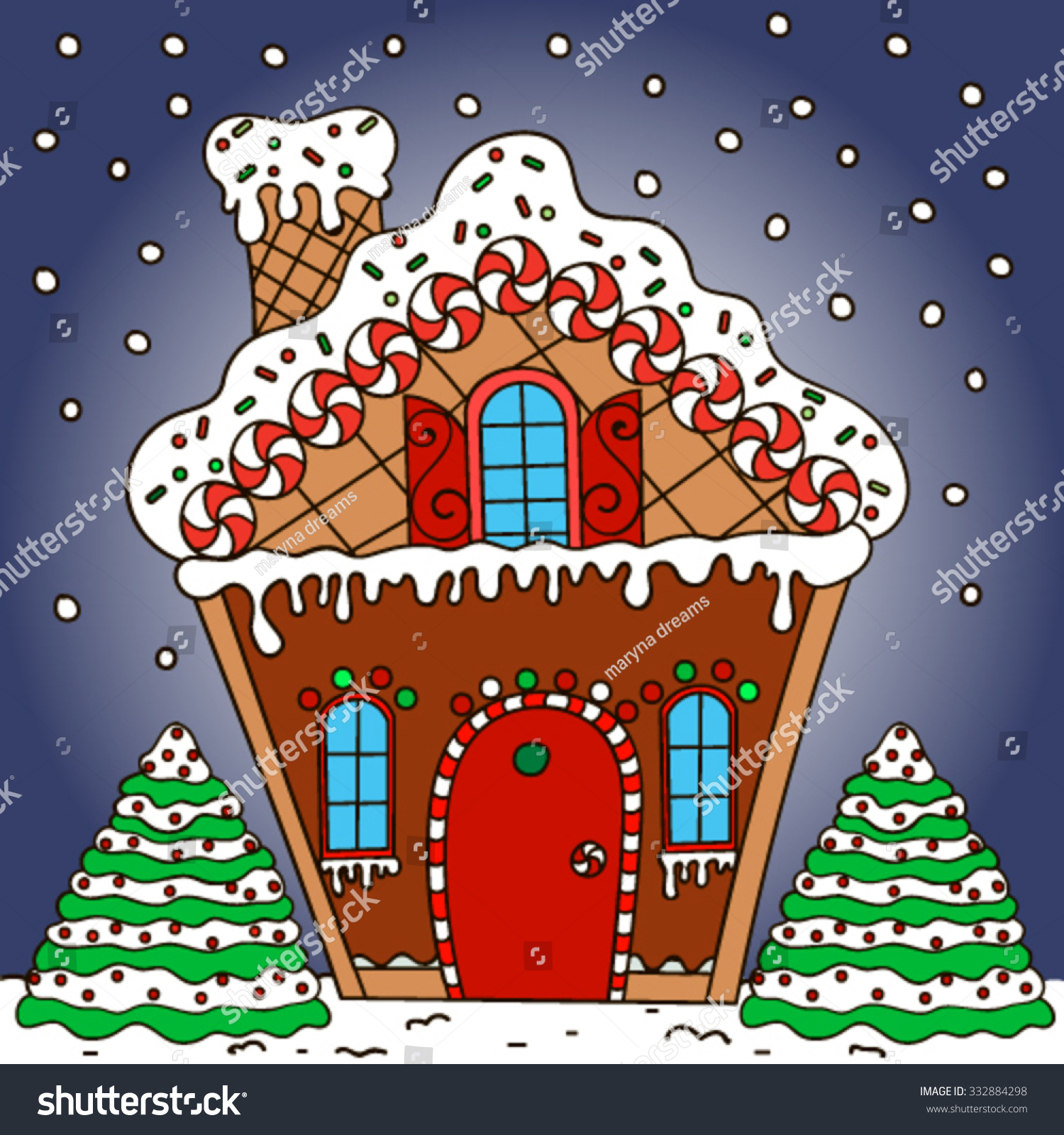 Gingerbread House Vector Illustration Stock Vector Royalty Free 332884298