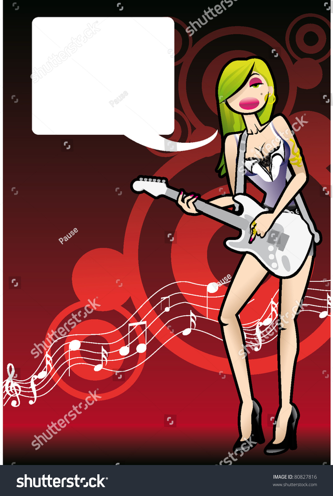 Girl Guitar Music Band Rock Pop Stock Vector Shutterstock