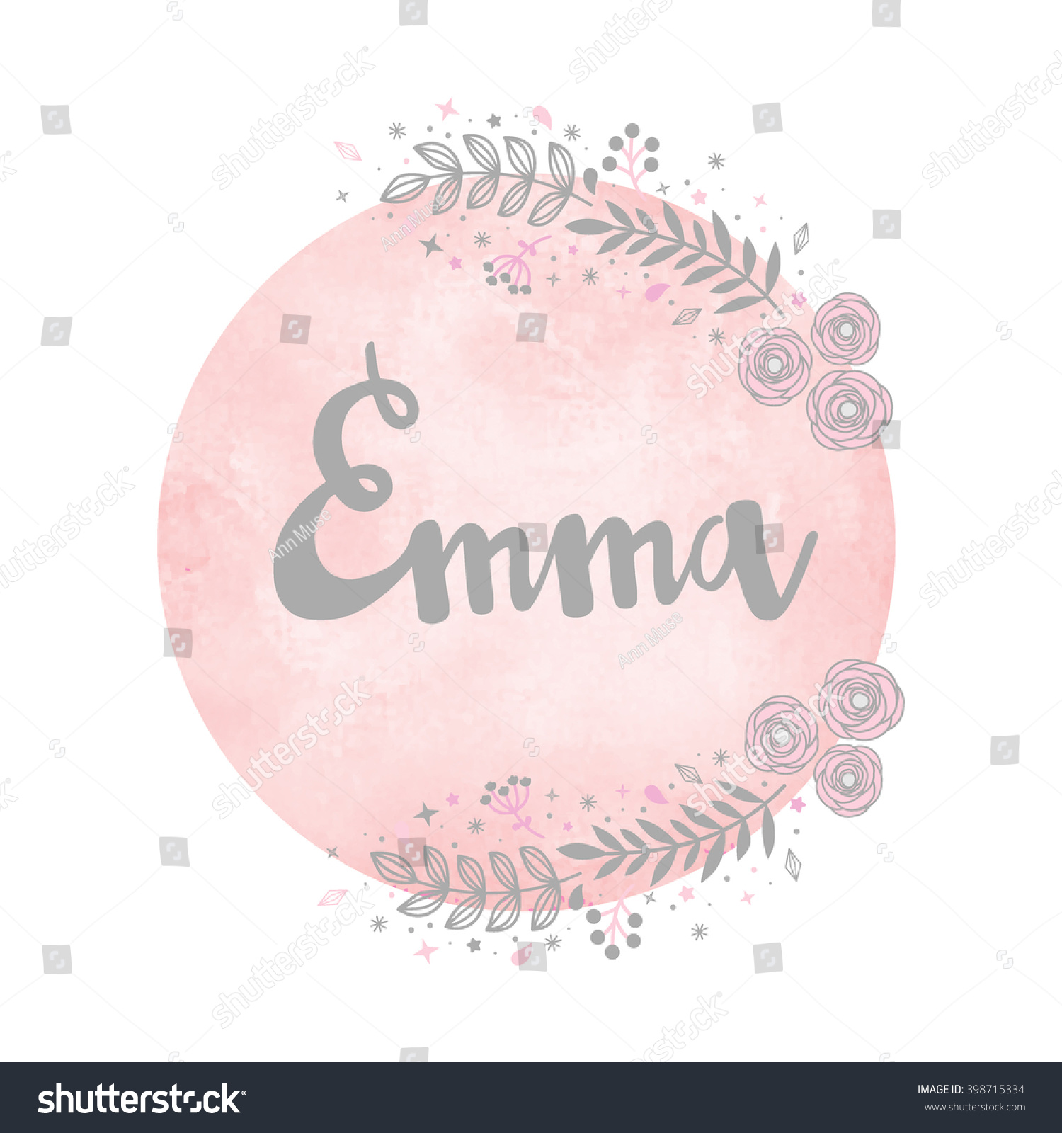 girl-name-emma-calligraphy-lettering-cute-stock-vector-398715334