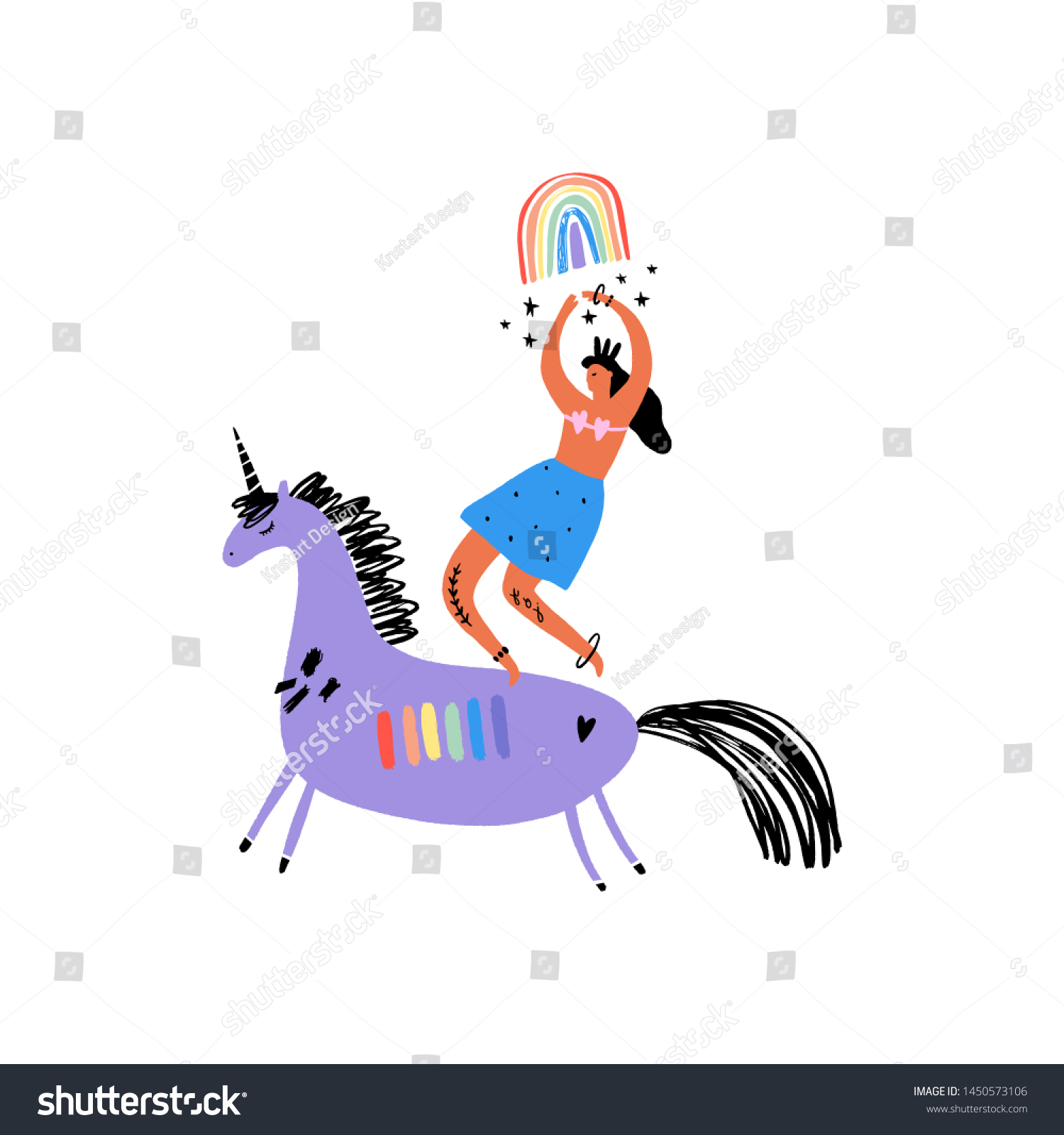 Girl Riding Unicorn Gay Pride Lgbt Stock Vector Royalty Free