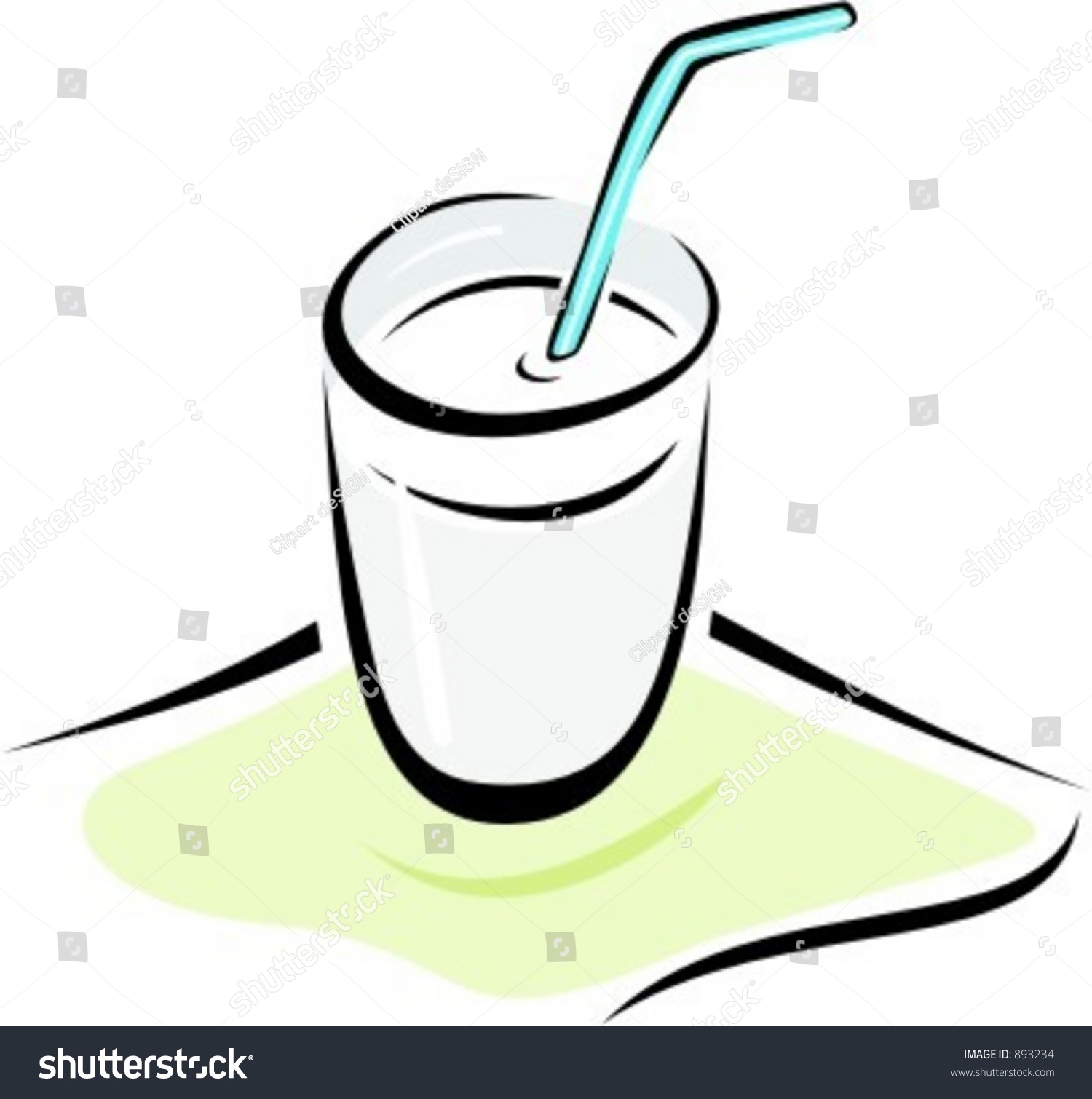 Glass With Milk And Straw.vector Illustration - 893234 : Shutterstock