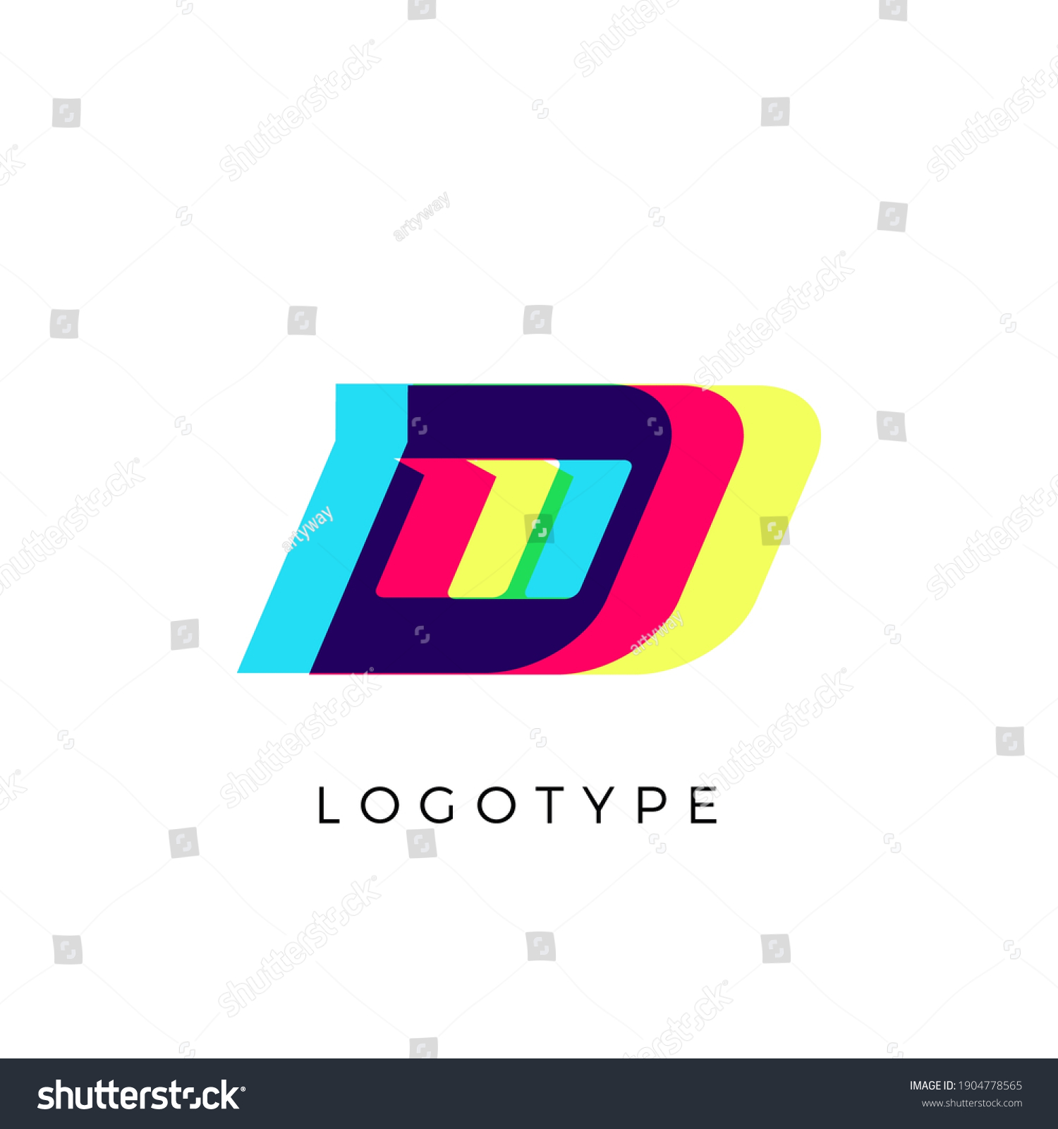 Glitch Effect Letter D Colored Spectrum Stock Vector Royalty Free