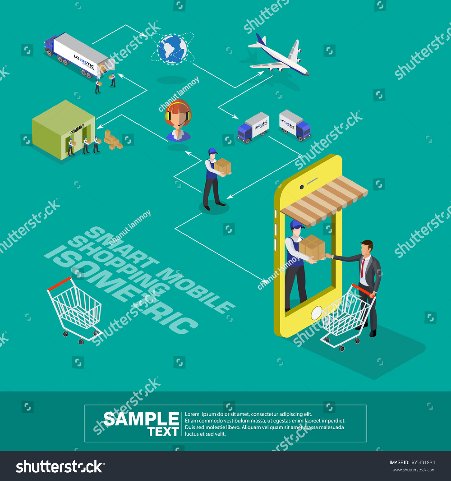 Global Logistics Network Flat D Isometric Stock Vector Royalty Free