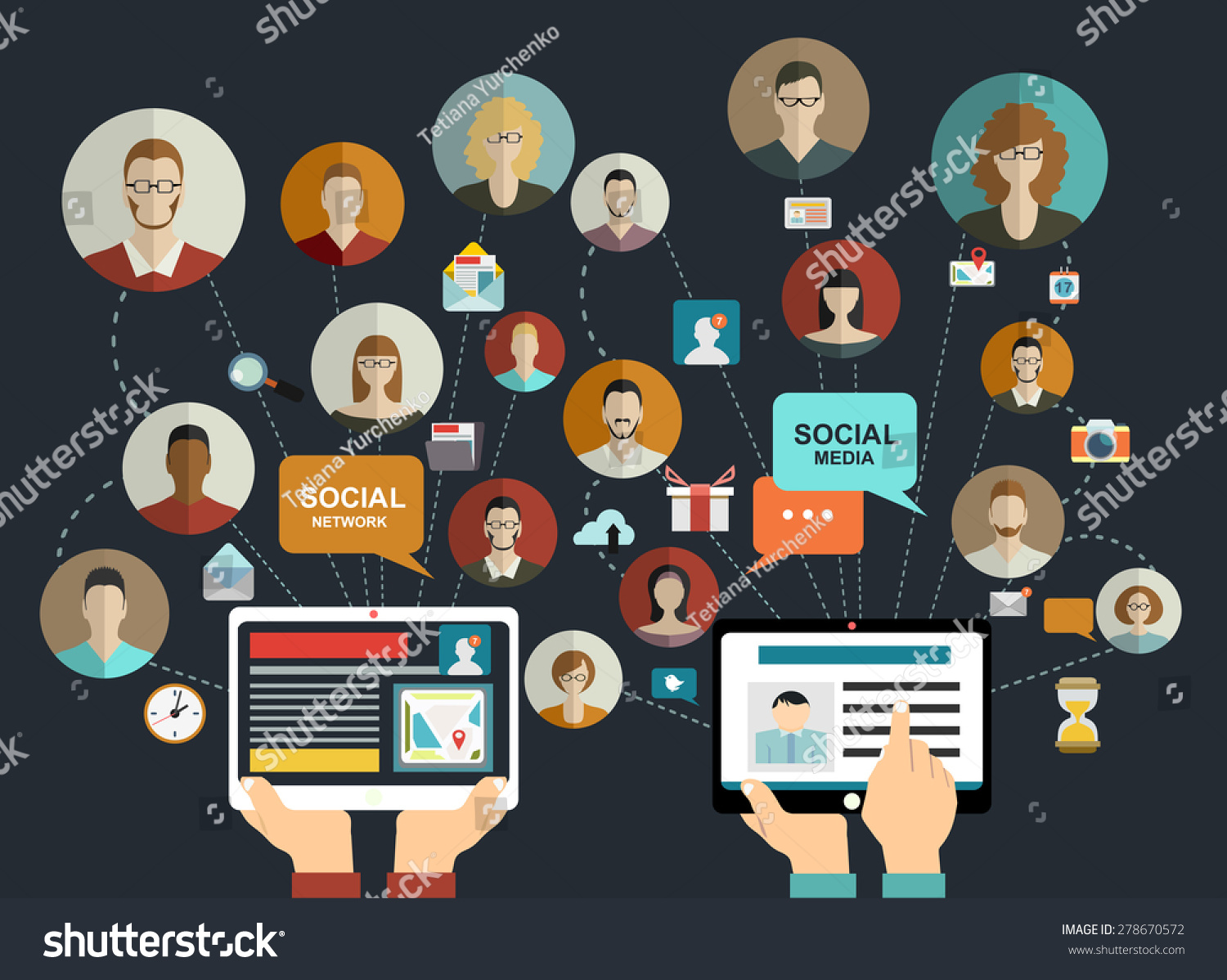 Global Social Network Abstract Scheme. Stock Vector Illustration 