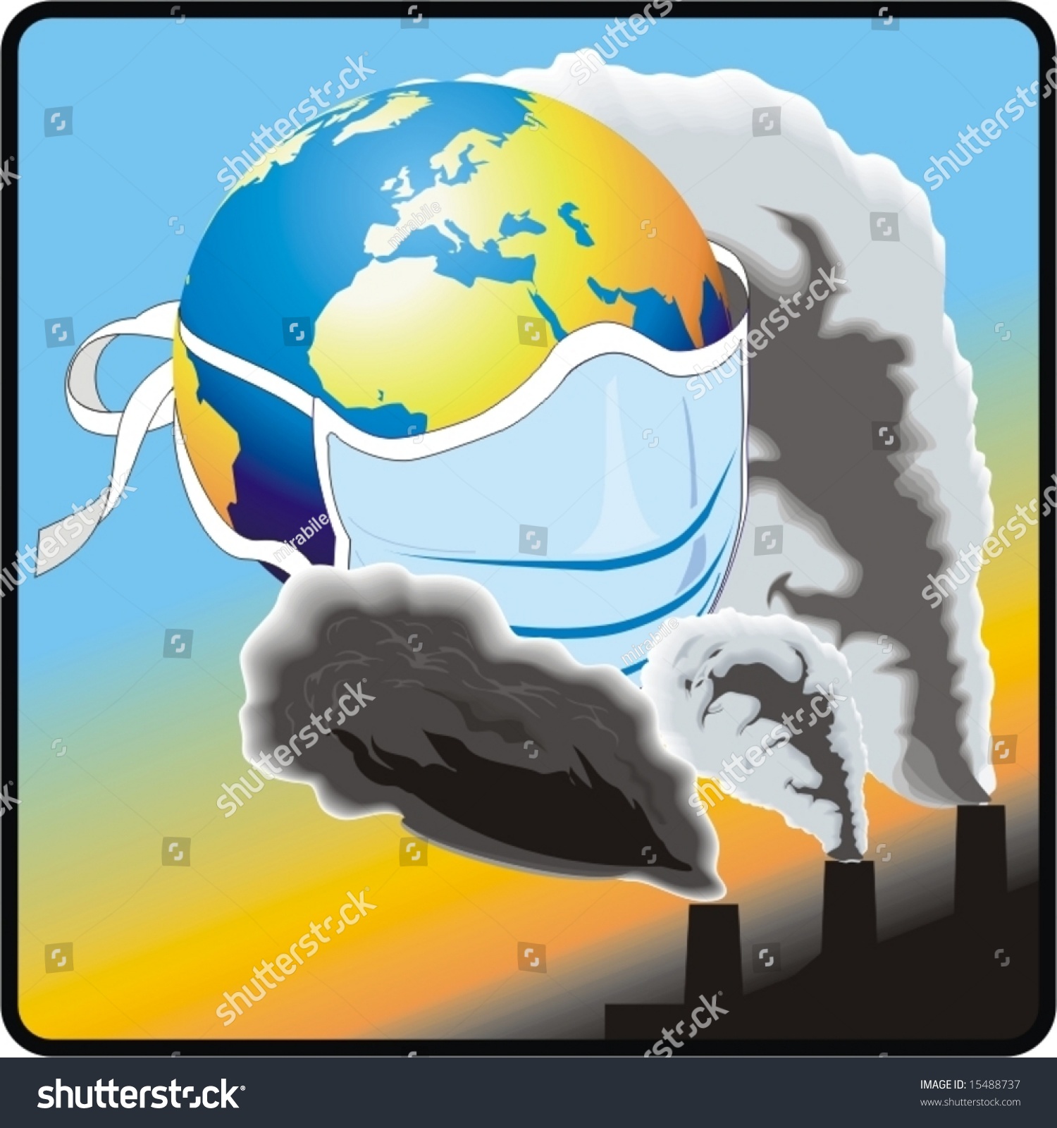 Globe With Smog Smoke And Industries Stock Vector Illustration 15488737 