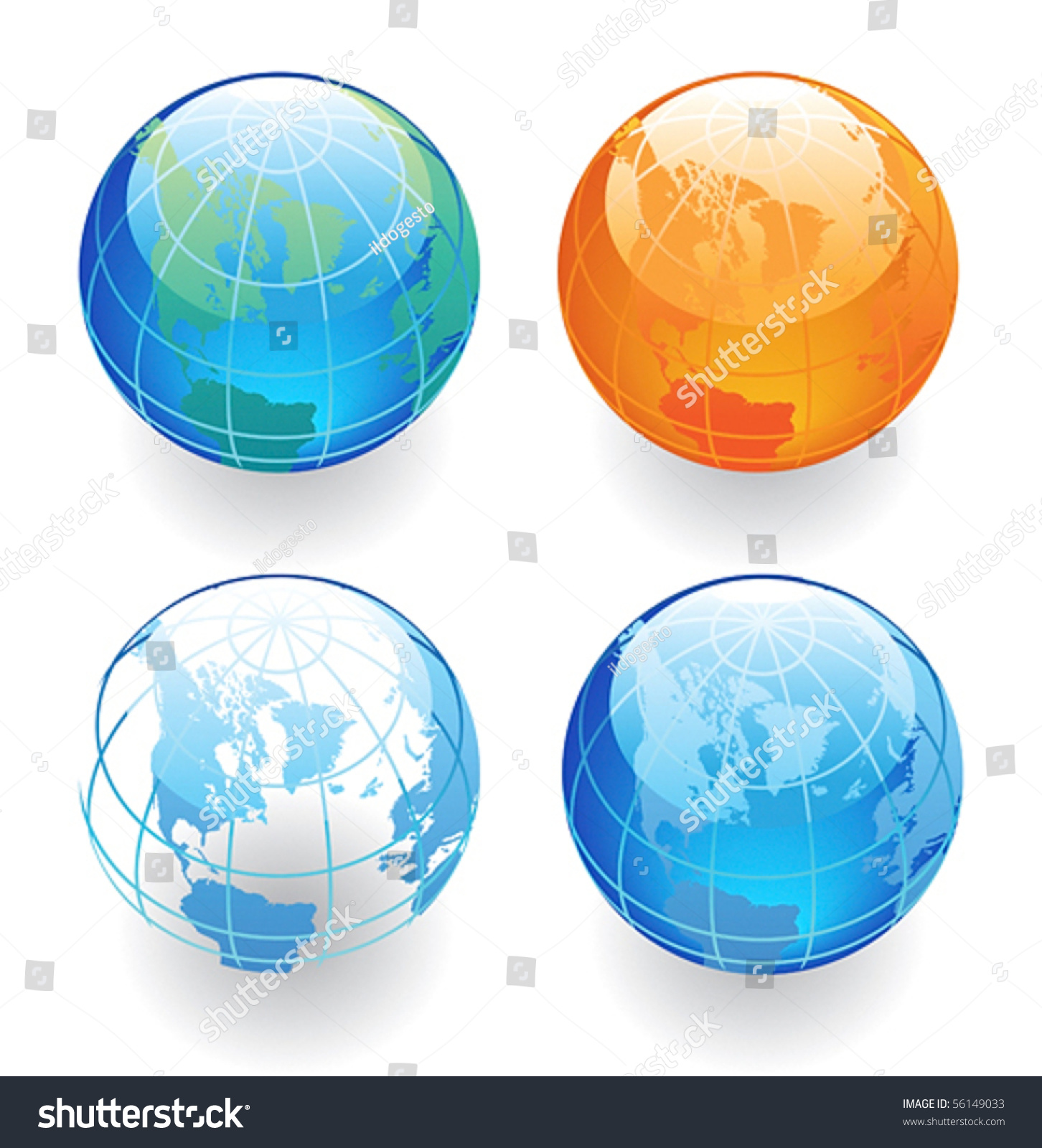 Globes In Various Colors Vector Illustration Shutterstock