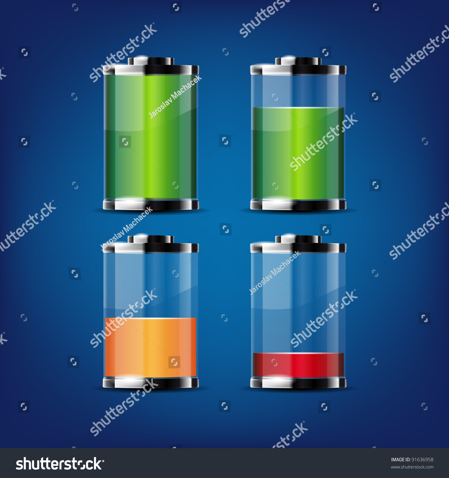 Glossy Transparent Battery Icons For Any Non-White Background Stock