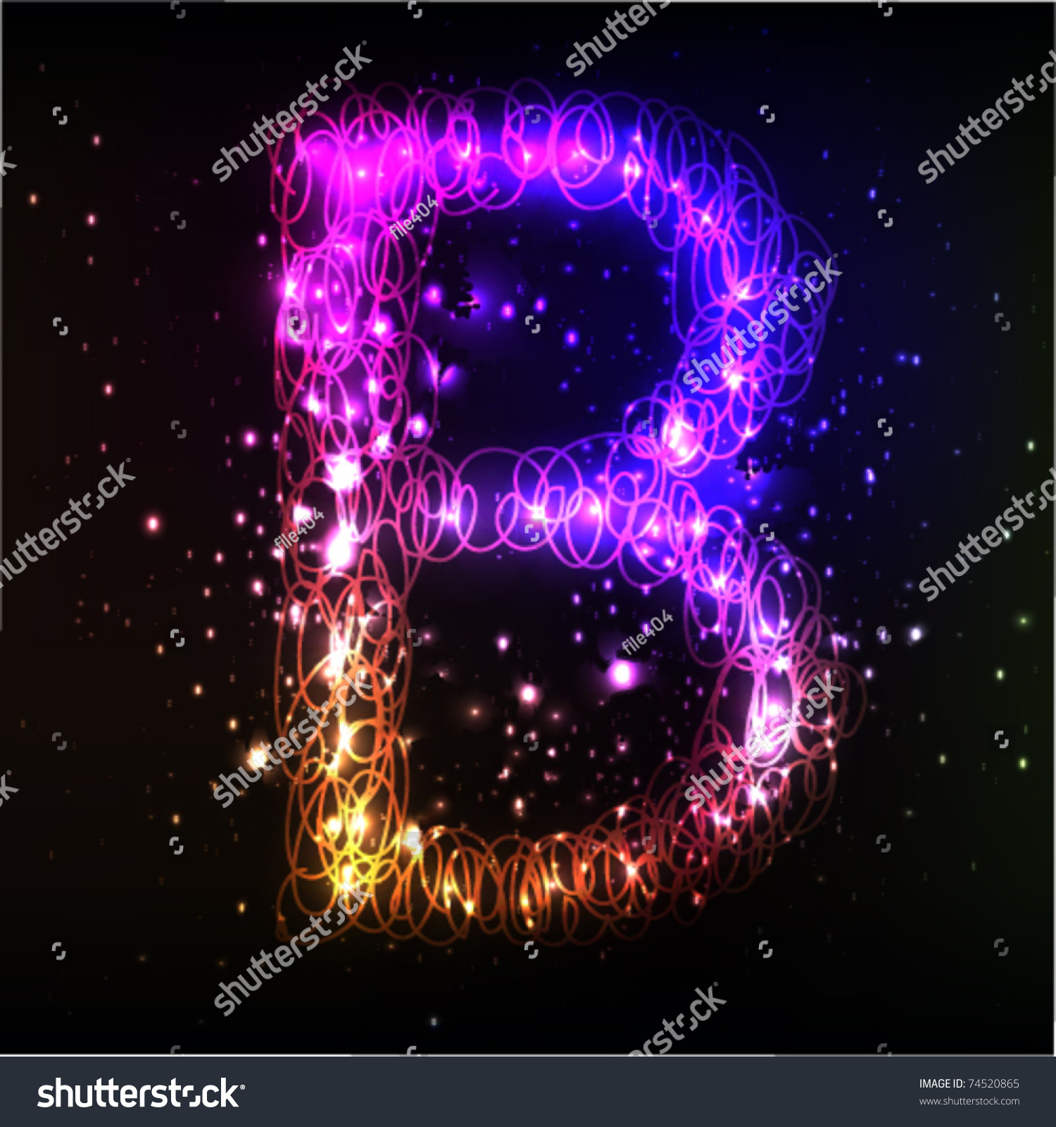 Glowing Neon Font. Shiny Letter B Stock Vector Illustration 74520865 ...