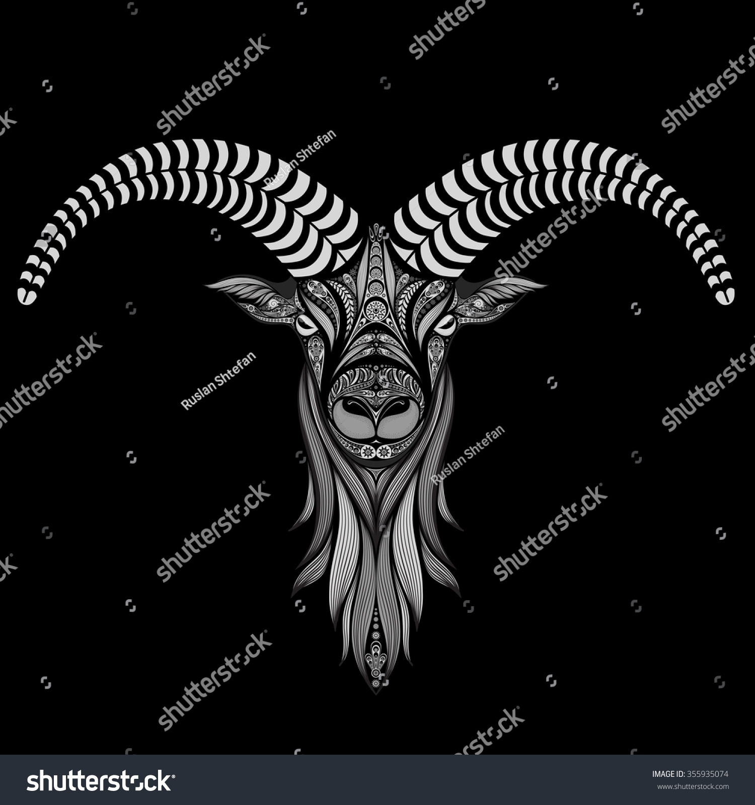 Goat Abstract Vector On Black Background Stock Vector 355935074