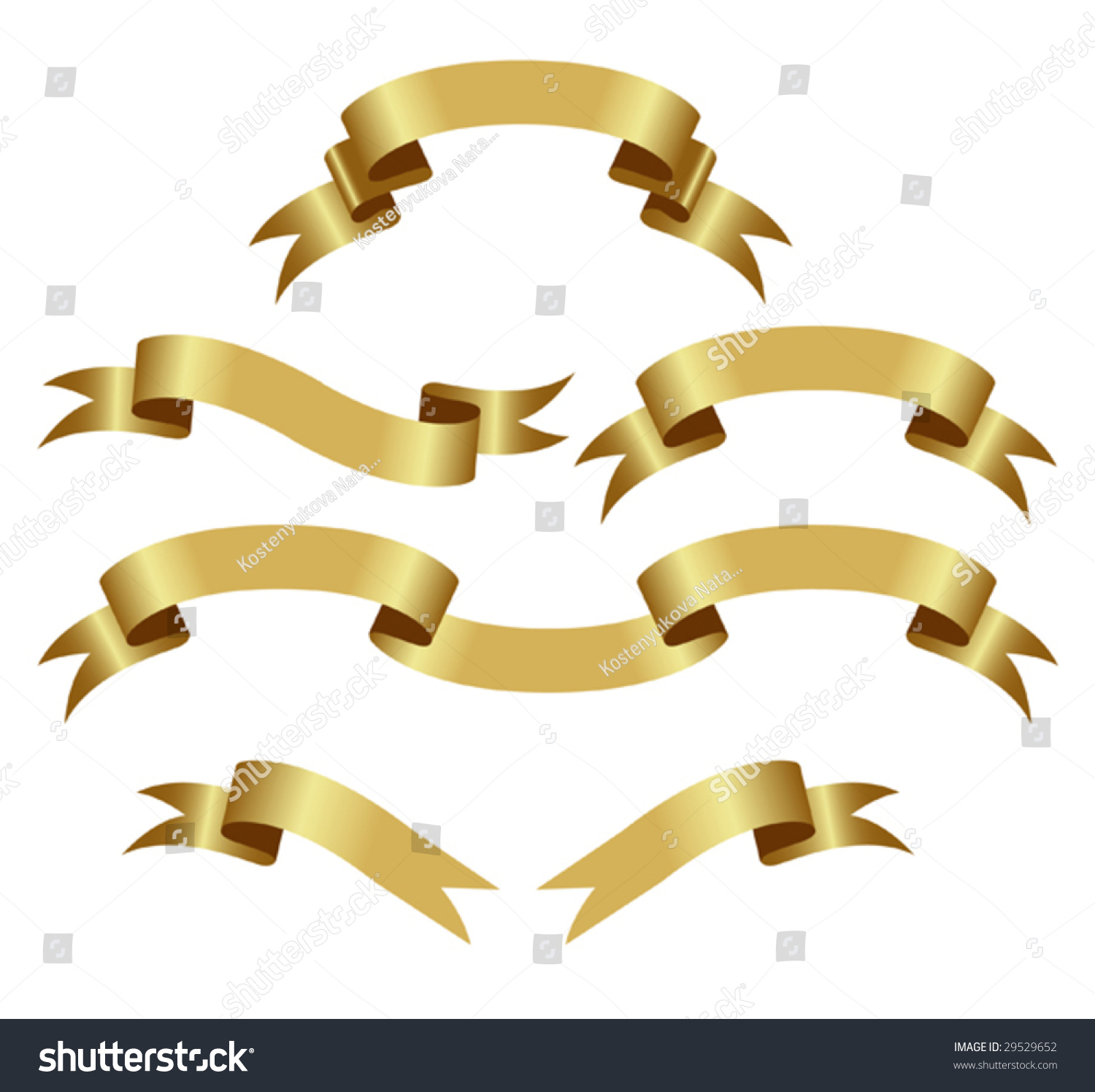 Gold Banners Isolated On A White Background. Vector Illustration